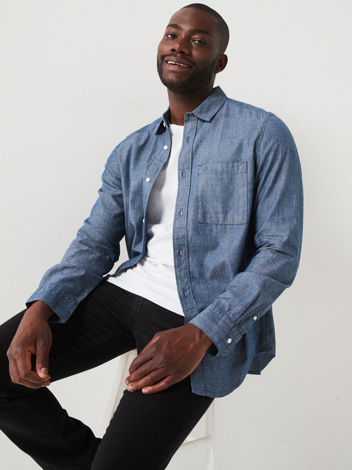 Calvin Klein Chambray Lightweight Denim Shirt Mid Wash Very