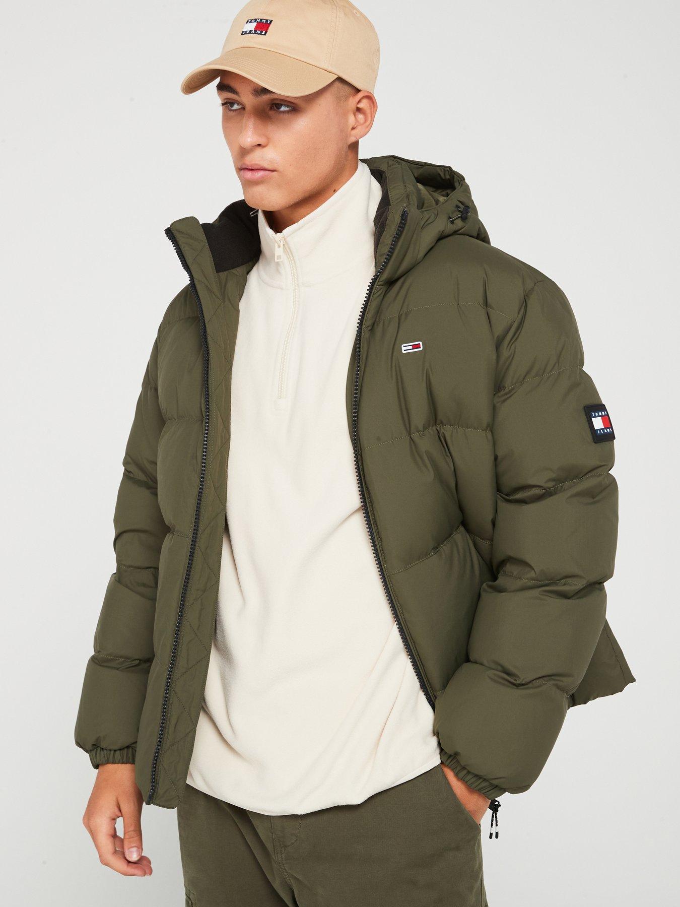 Tommy Jeans Essential Down Hooded Jacket Dark Khaki Very