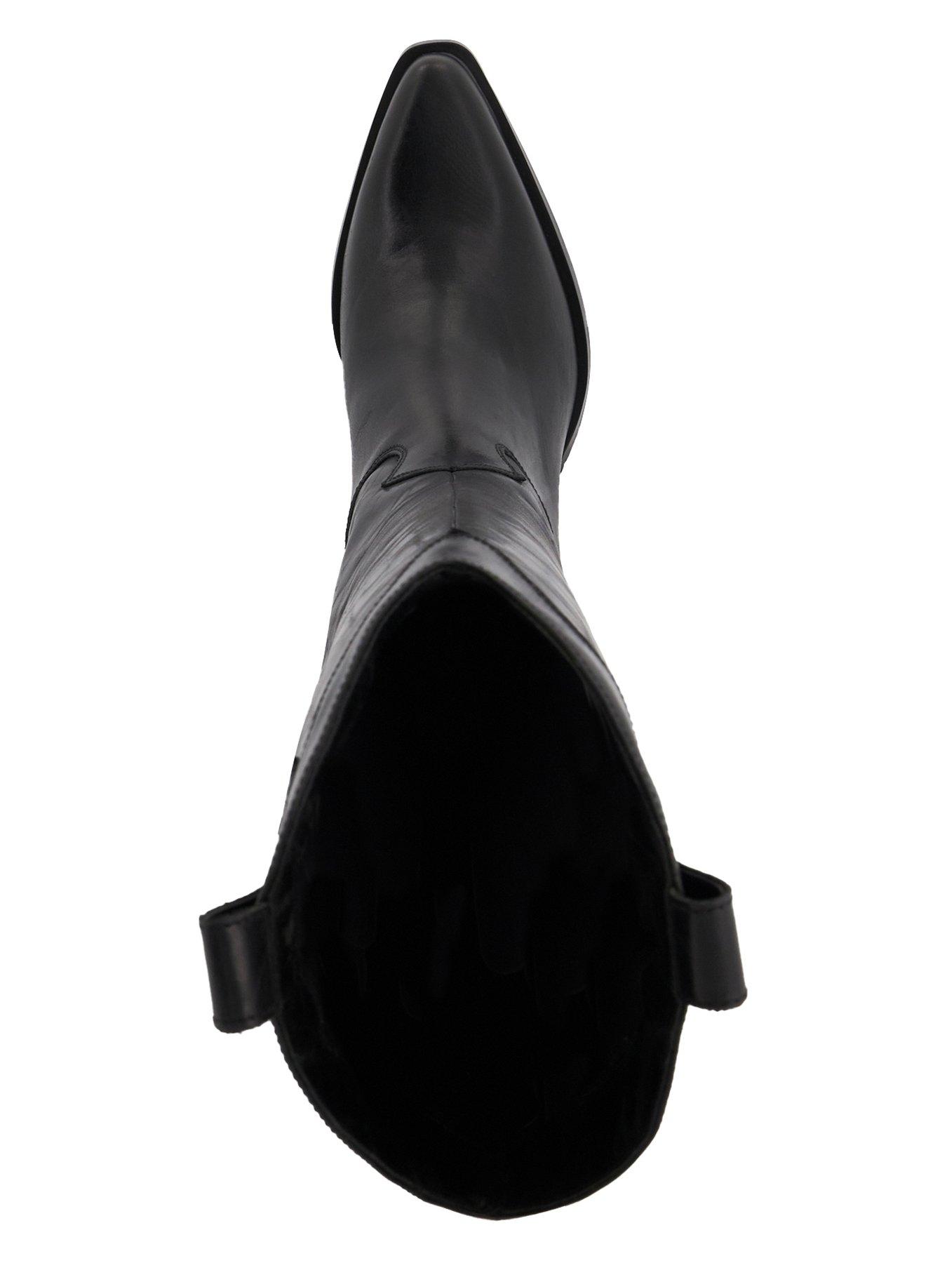 Dune London Tennessee Leather Knee-high Western Boots - Black | Very.co.uk