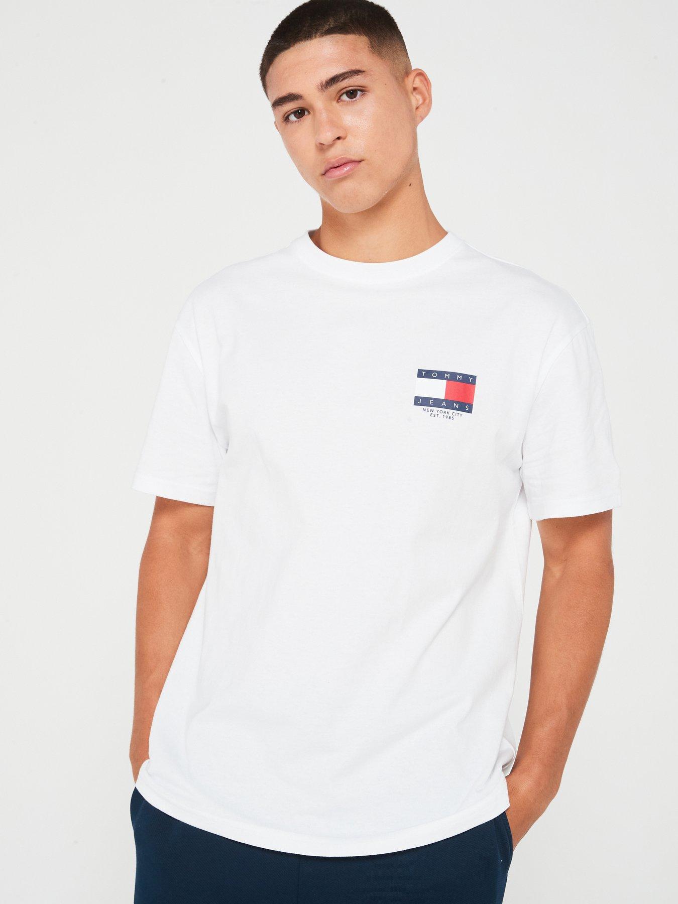 Tommy Jeans Regular Fit Double Flag T-shirt - White, White, Size L, Men