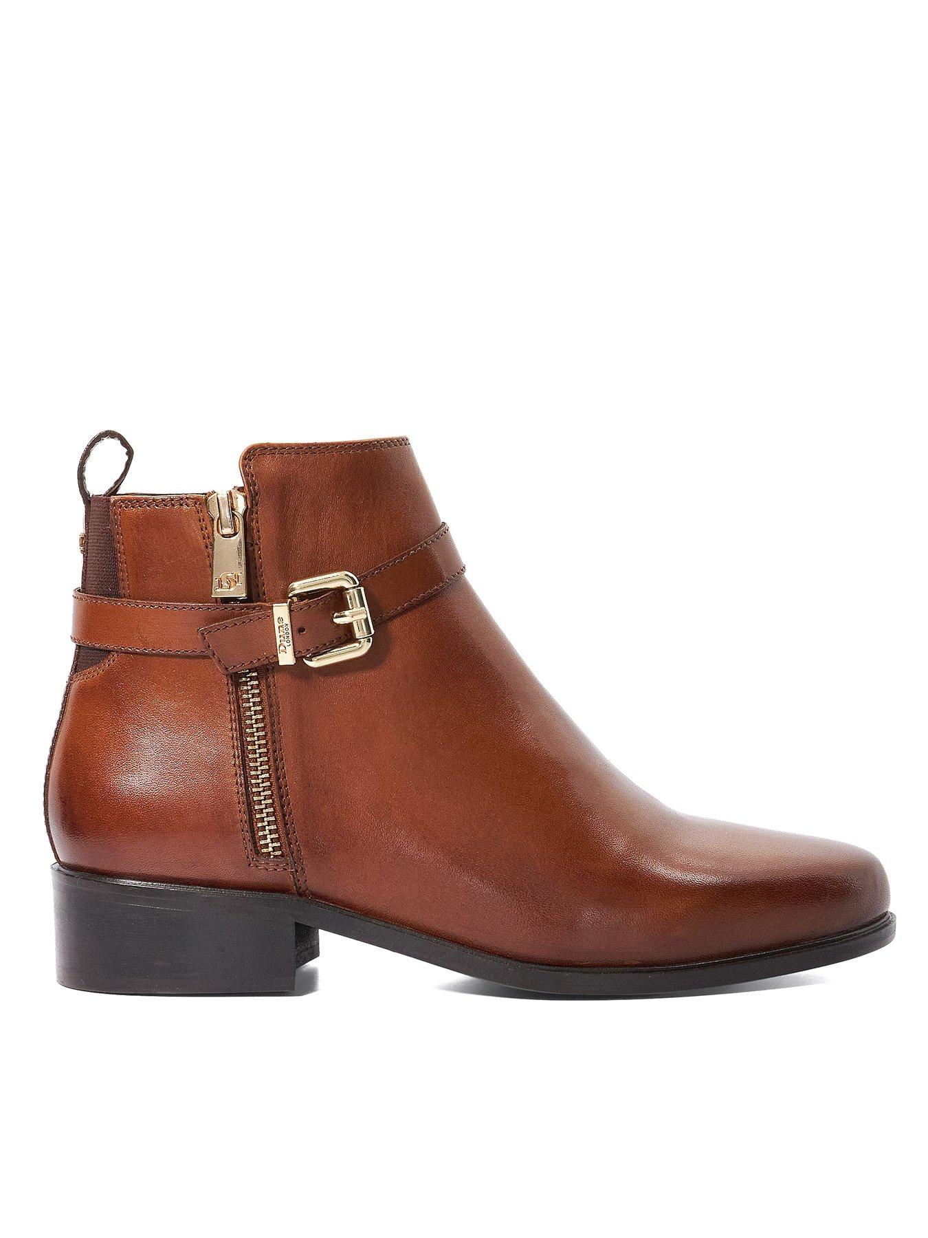 undefined Pepi Buckle-side Casual Ankle Boots - Dark Tan