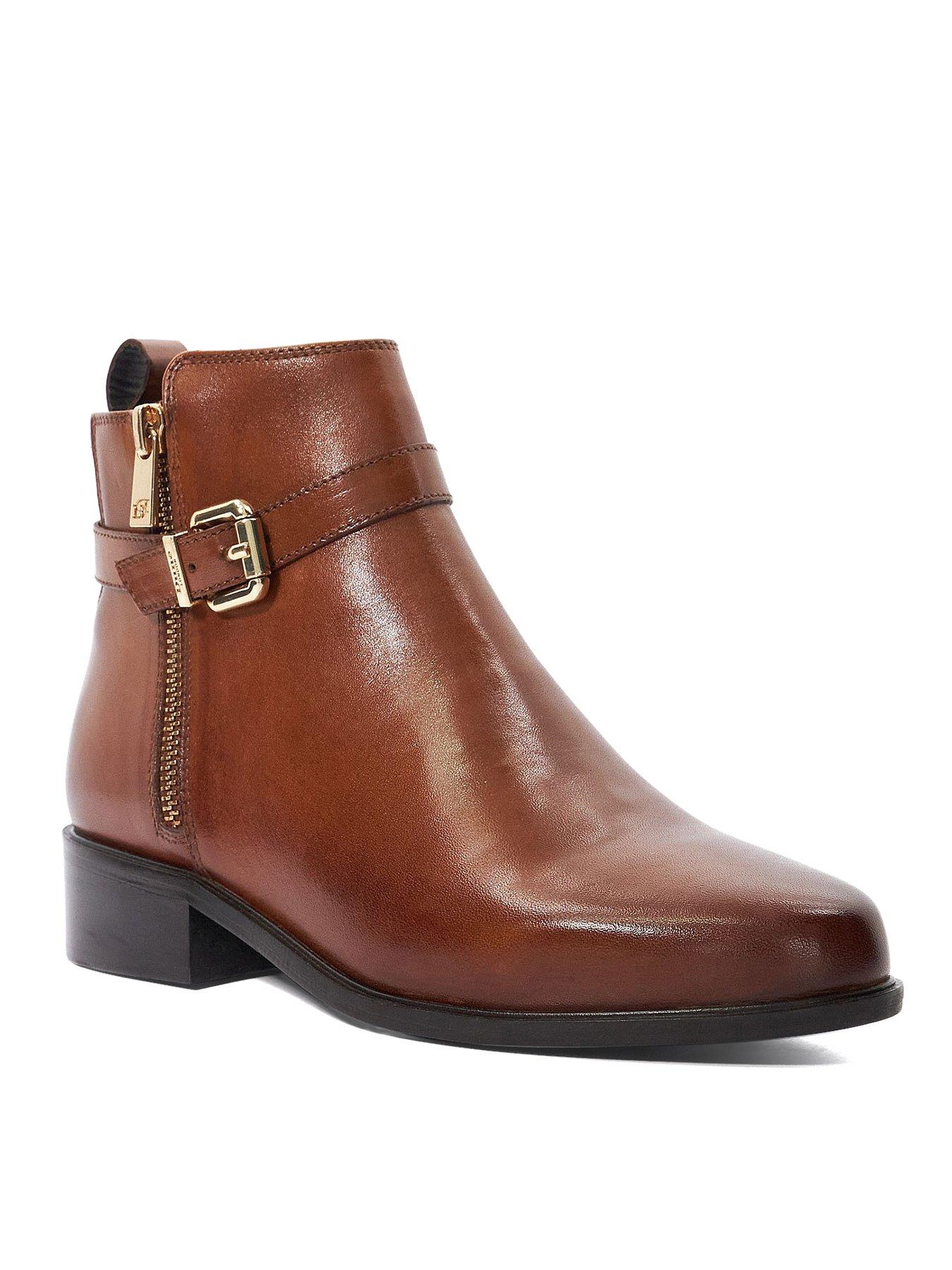 Pepi Buckle side Casual Ankle Boots Dark Tan
