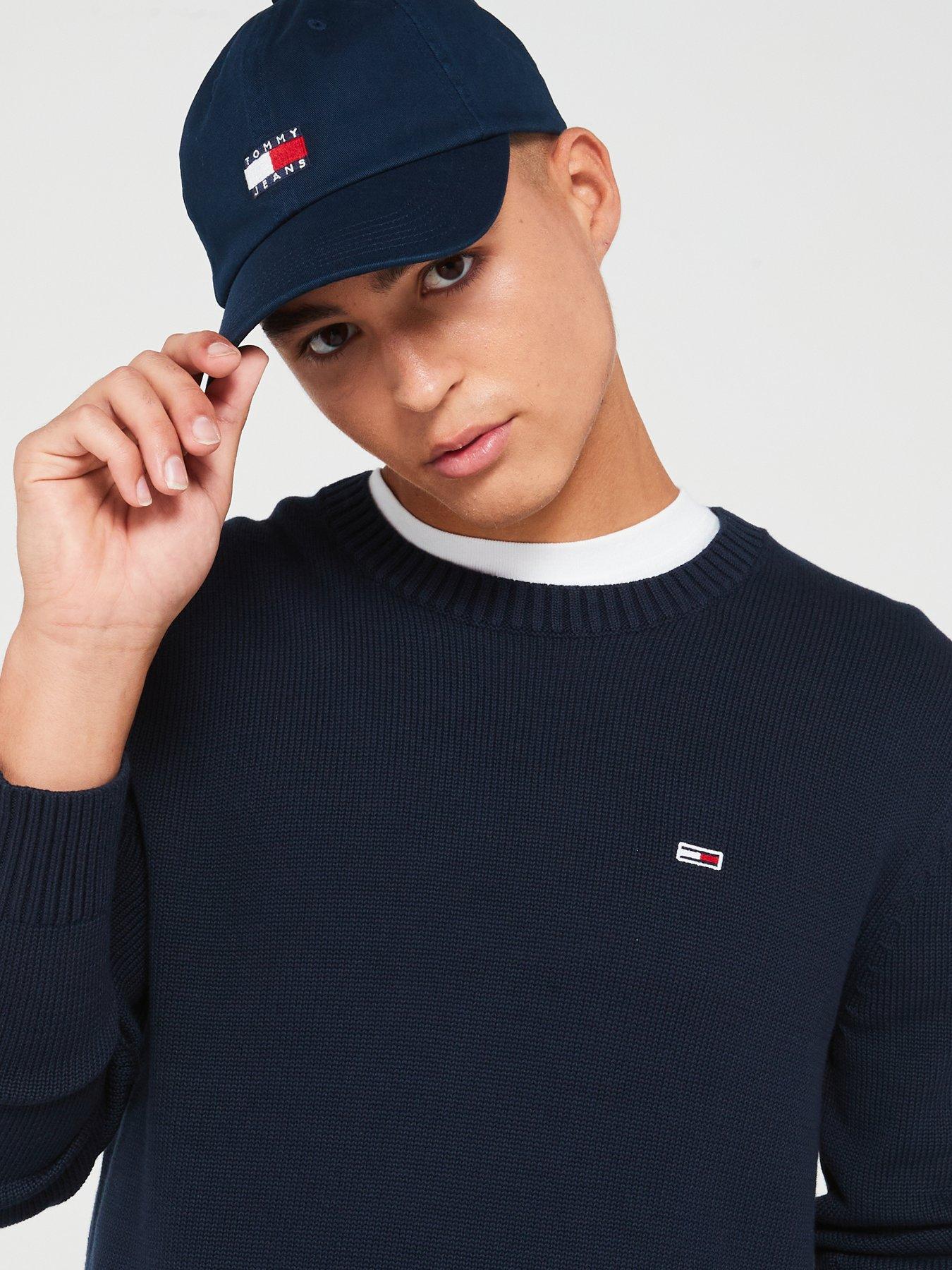 Tommy Jeans Slim Fit Flag Crew Knitted Jumper Navy Very