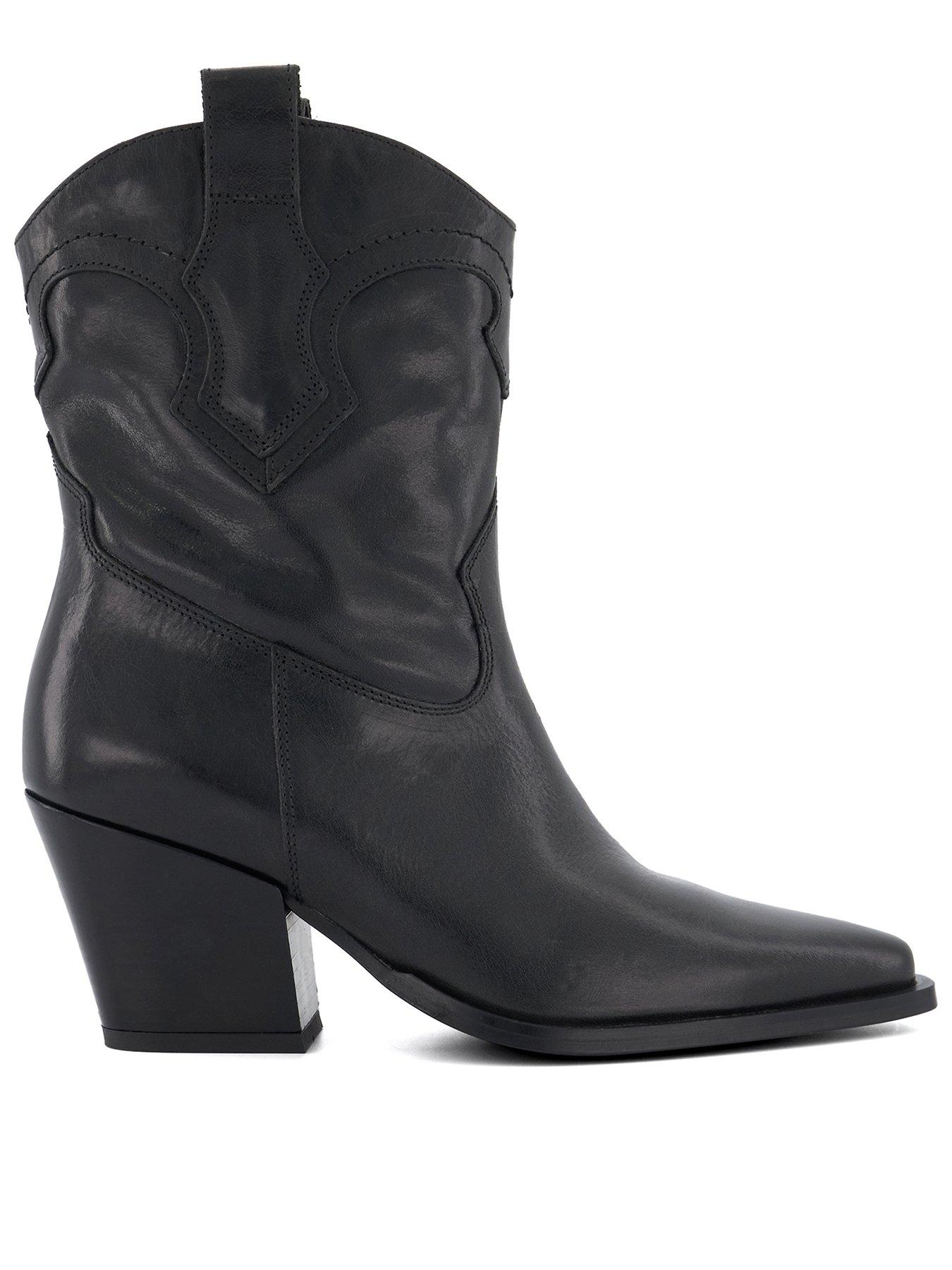 Dune London Ponty Leather Western Boots Black Very
