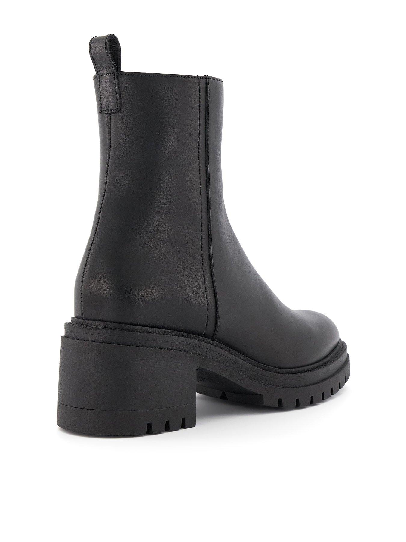 Image 3 of 6 of Dune London Possessive Cleated Block-heel Ankle Boots - Black