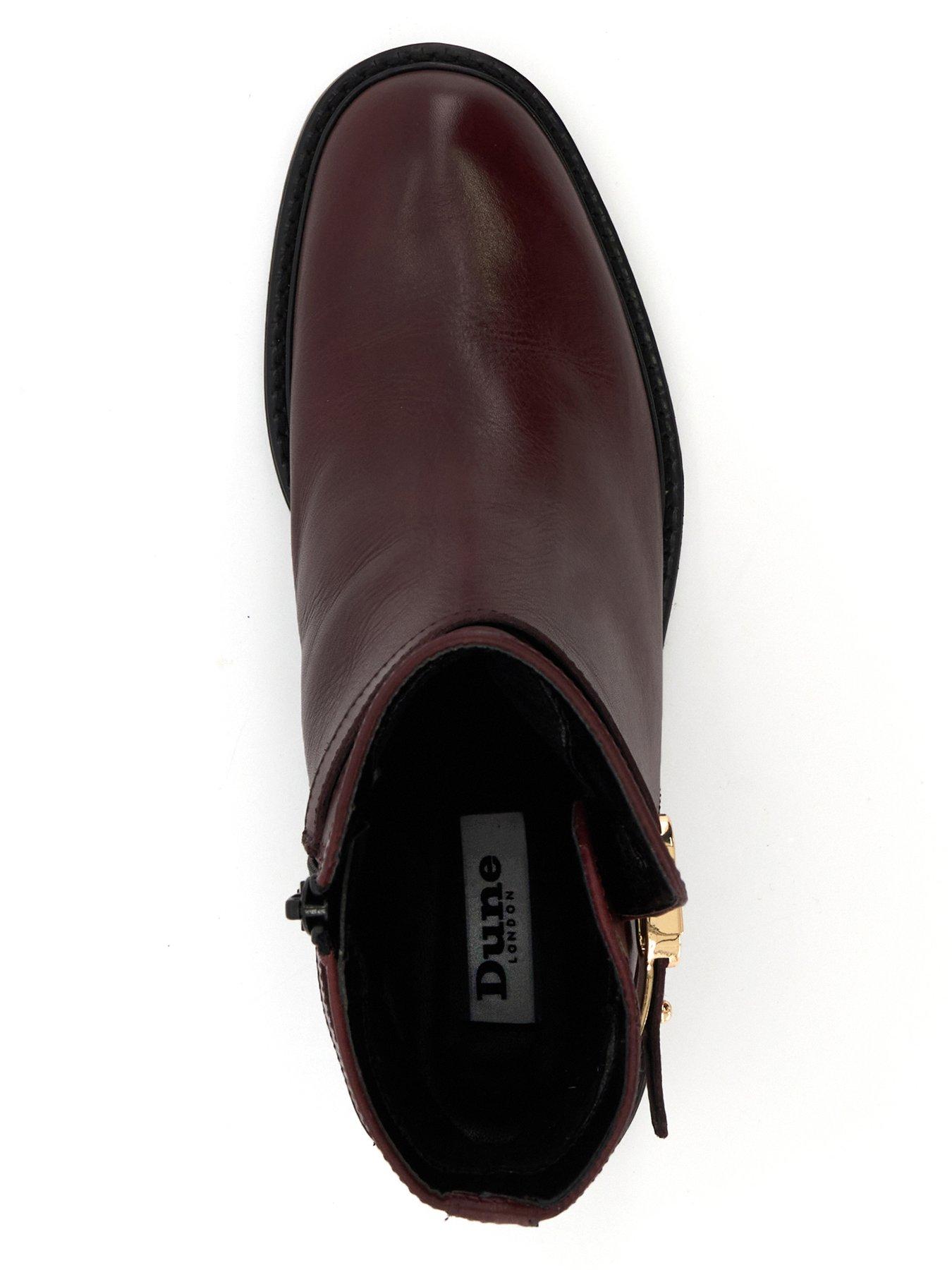 Praising Branded buckle Casual Ankle Boots Burgundy