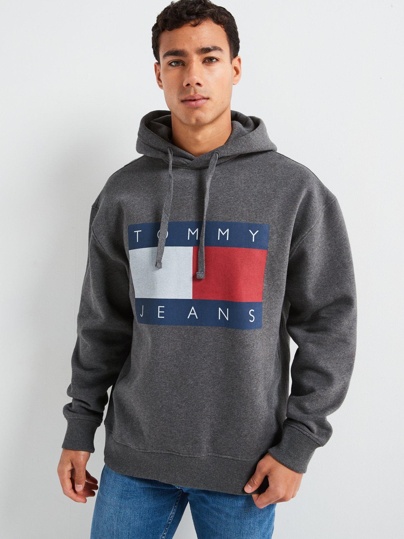 undefined Relaxed Fit Melange Flag Hoodie - Dark Grey