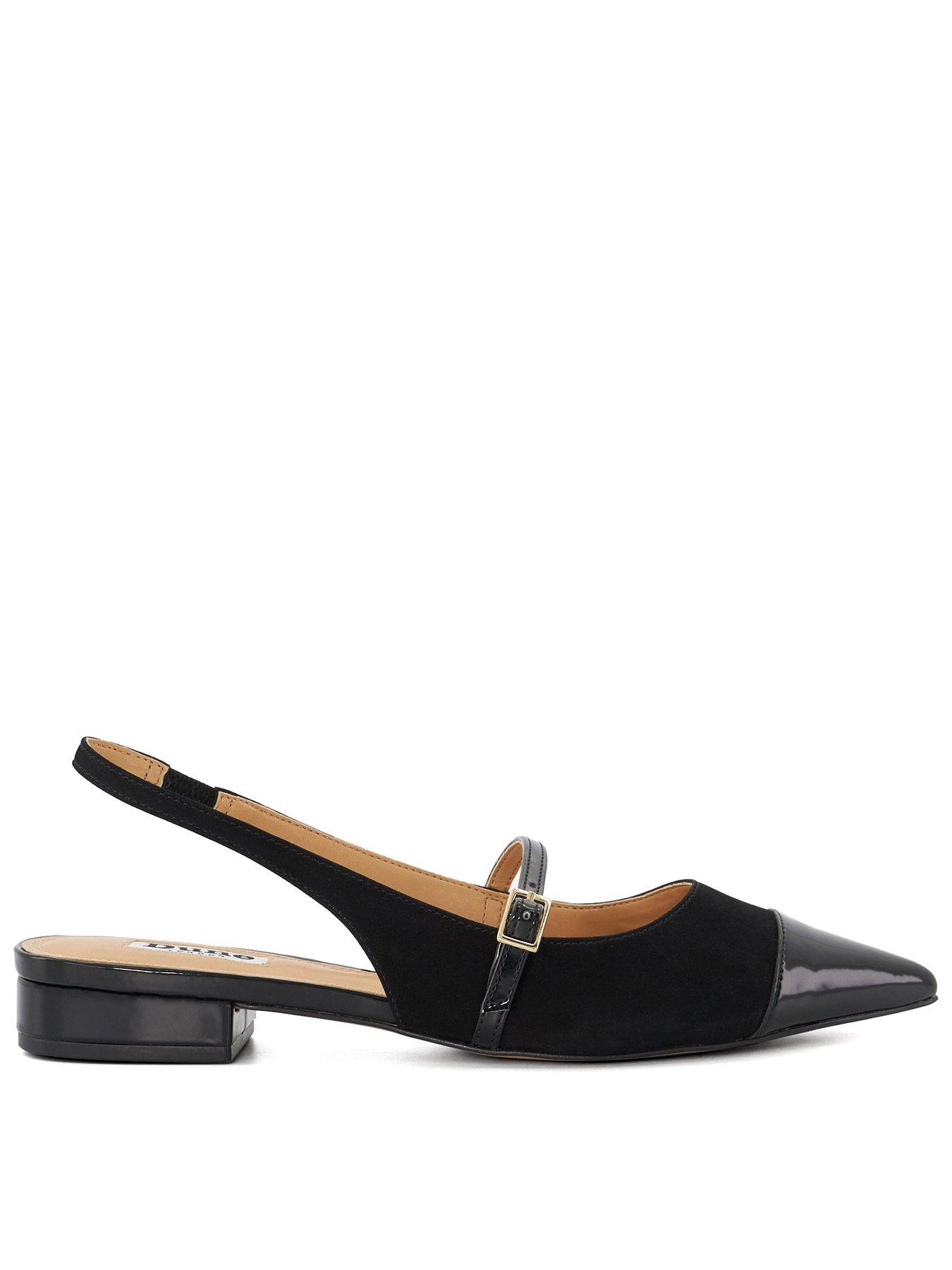 Dune London Hazzel Mary Jane Slingback Flat Shoes Black Very