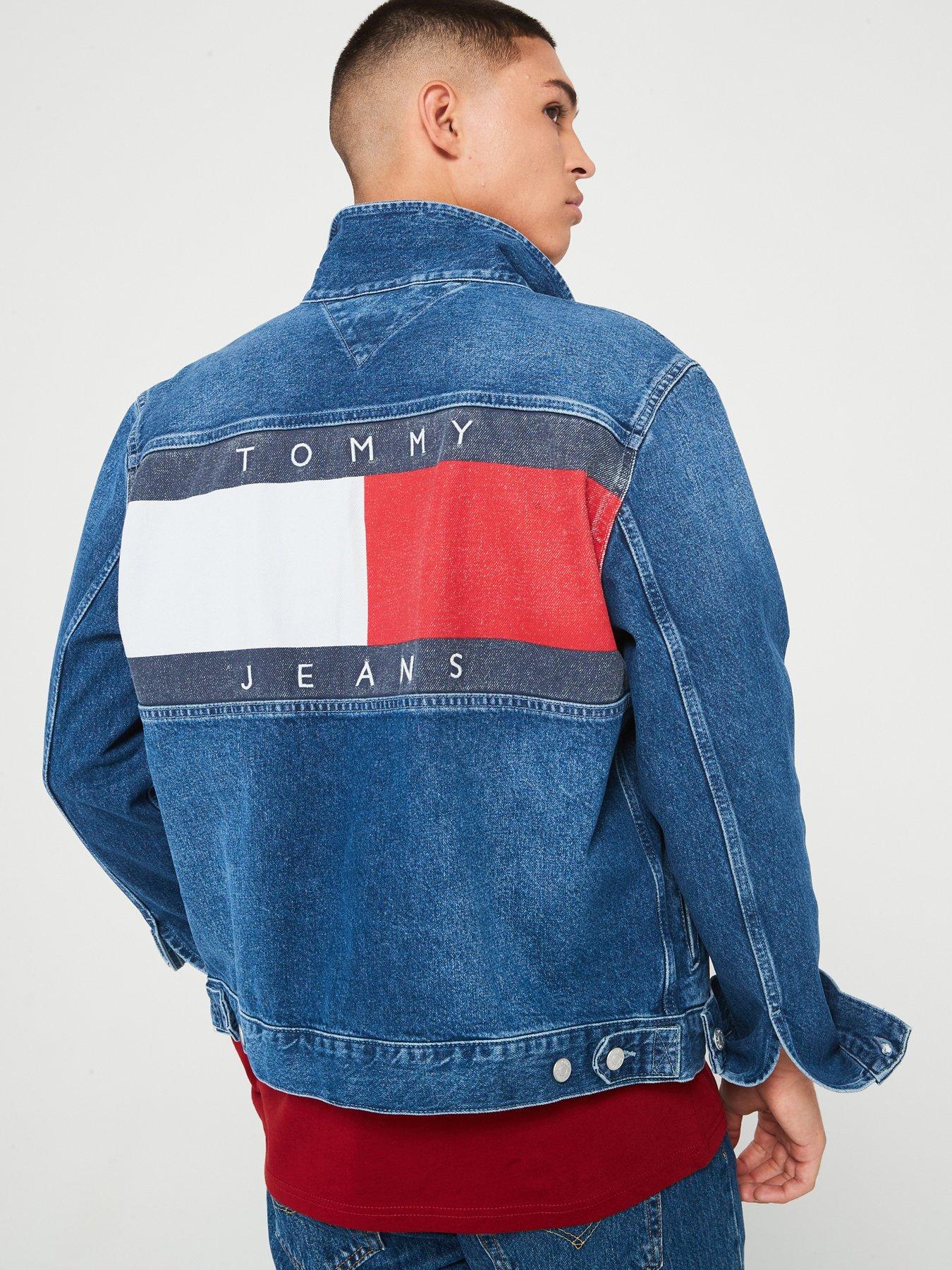 Tommy Jeans Ryan Back Flag Regular Fit Denim Trucker Jacket Mid Wash Very
