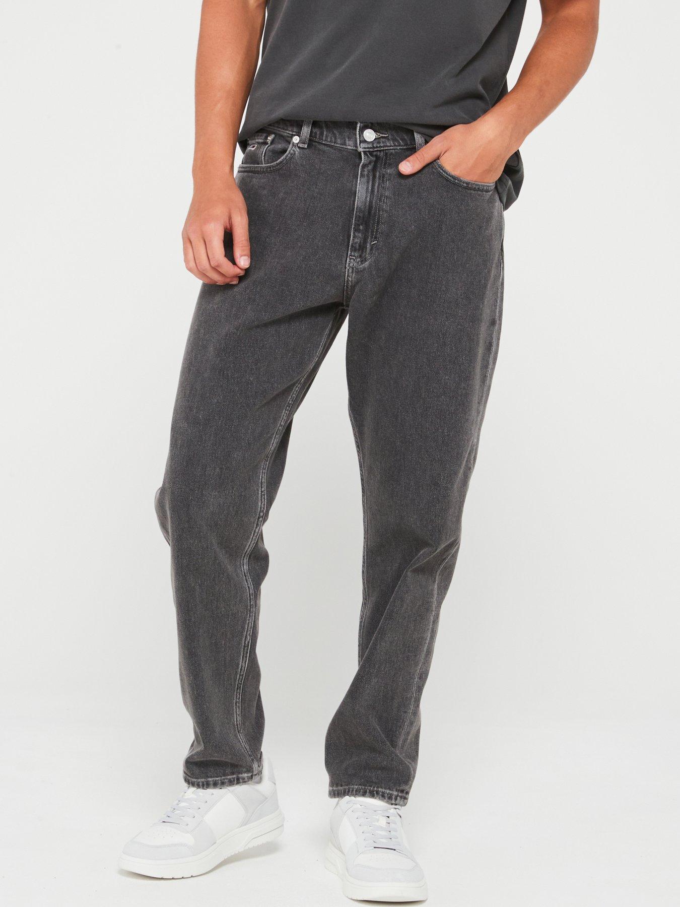 tommy jeans isaac relaxed fit tapered jeans - black