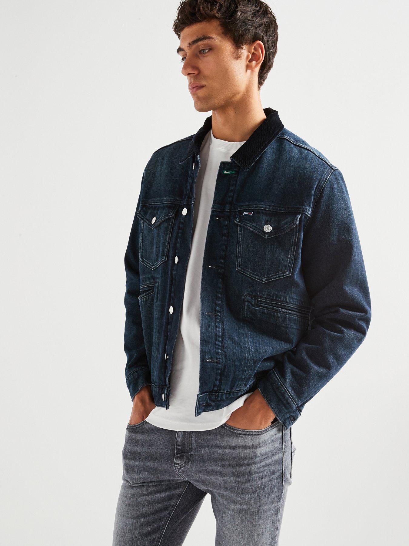 Quilted denim jacket store
