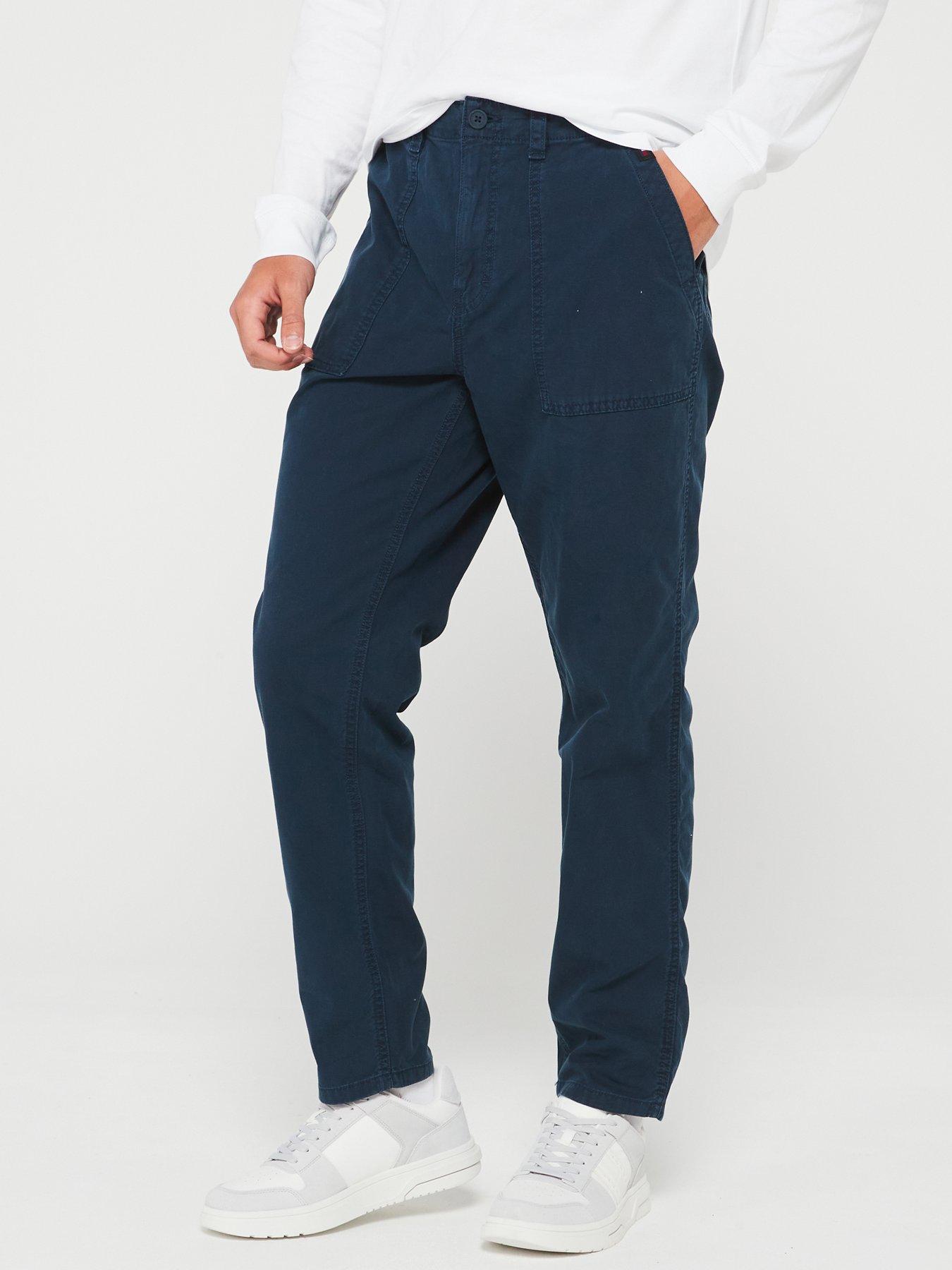 undefined Isaac Taper Fit Canvas Chinos - Navy