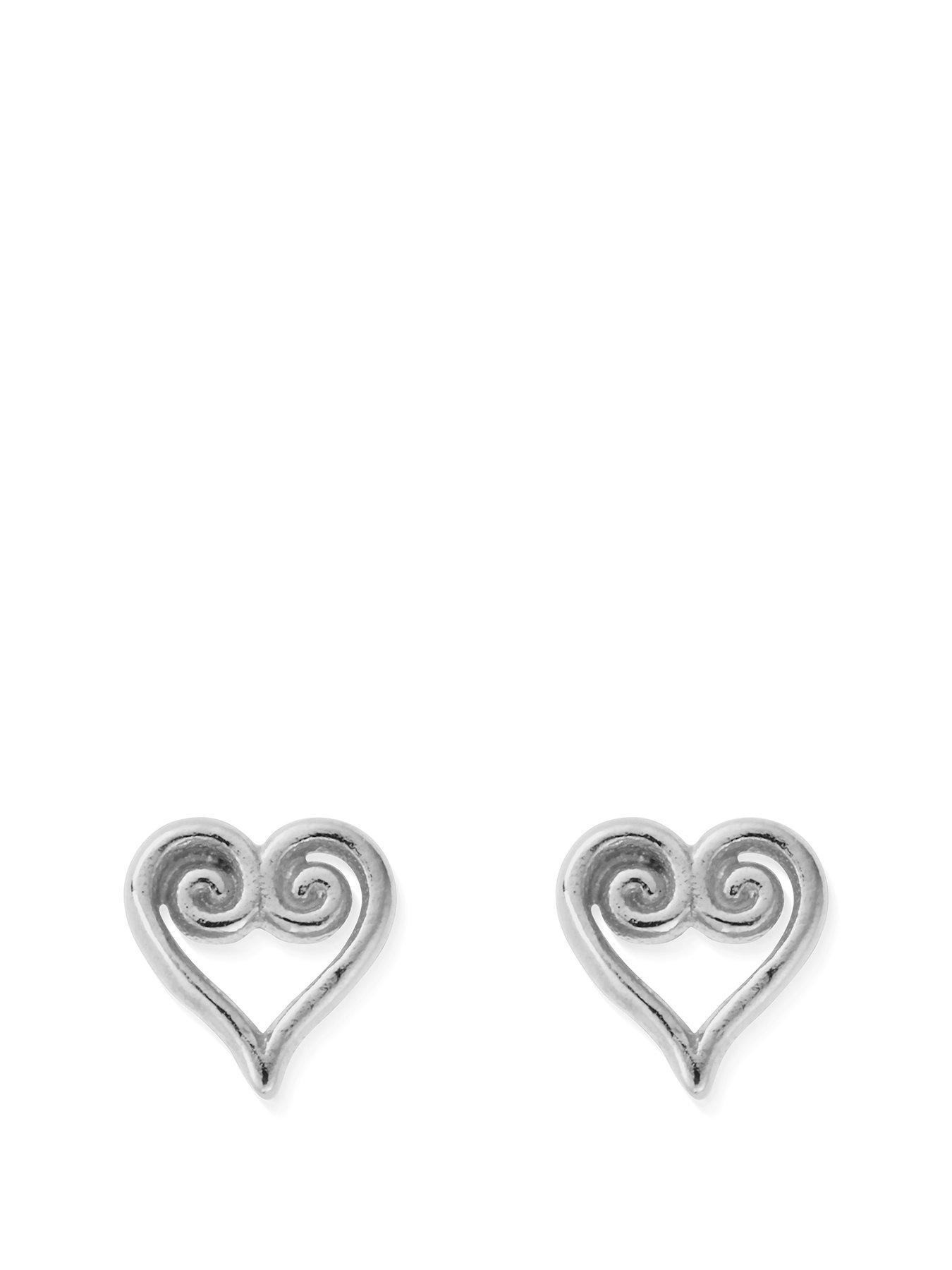 Product photograph of Chlobo Scroll Heart Stud Earrings from very.co.uk