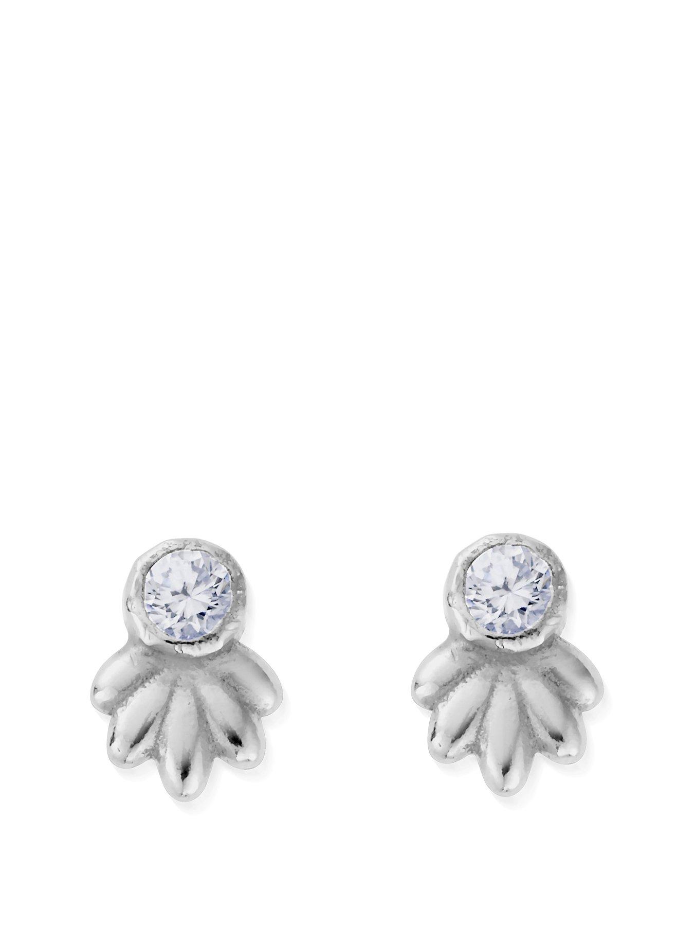 Product photograph of Chlobo Glistening Flower Bud Stud Earrings from very.co.uk