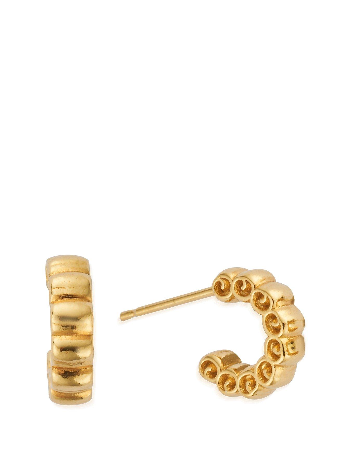 Product photograph of Chlobo Gold Ruffle Huggie Hoops from very.co.uk