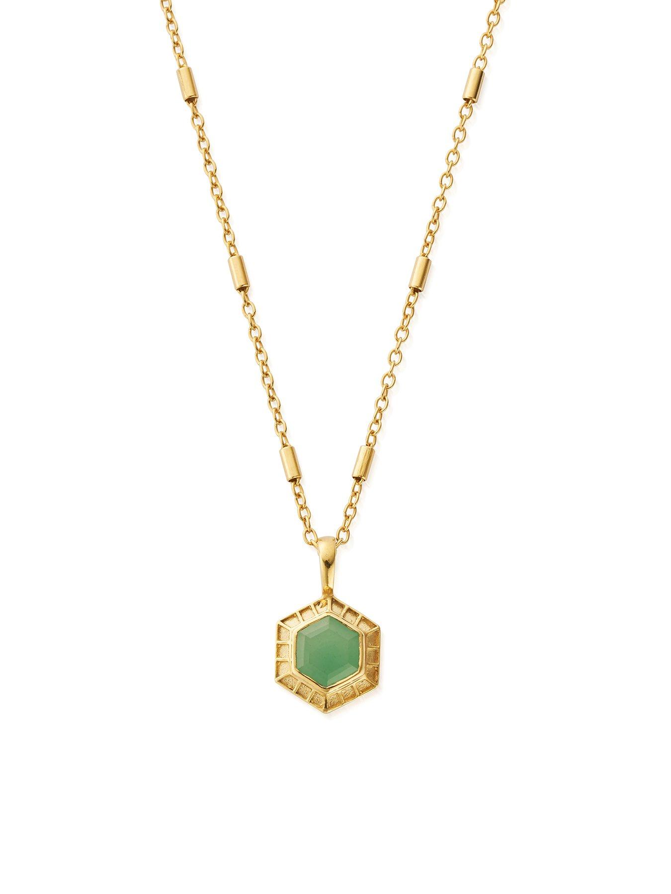 Product photograph of Chlobo Gold Happiness Aventurine Necklace from very.co.uk