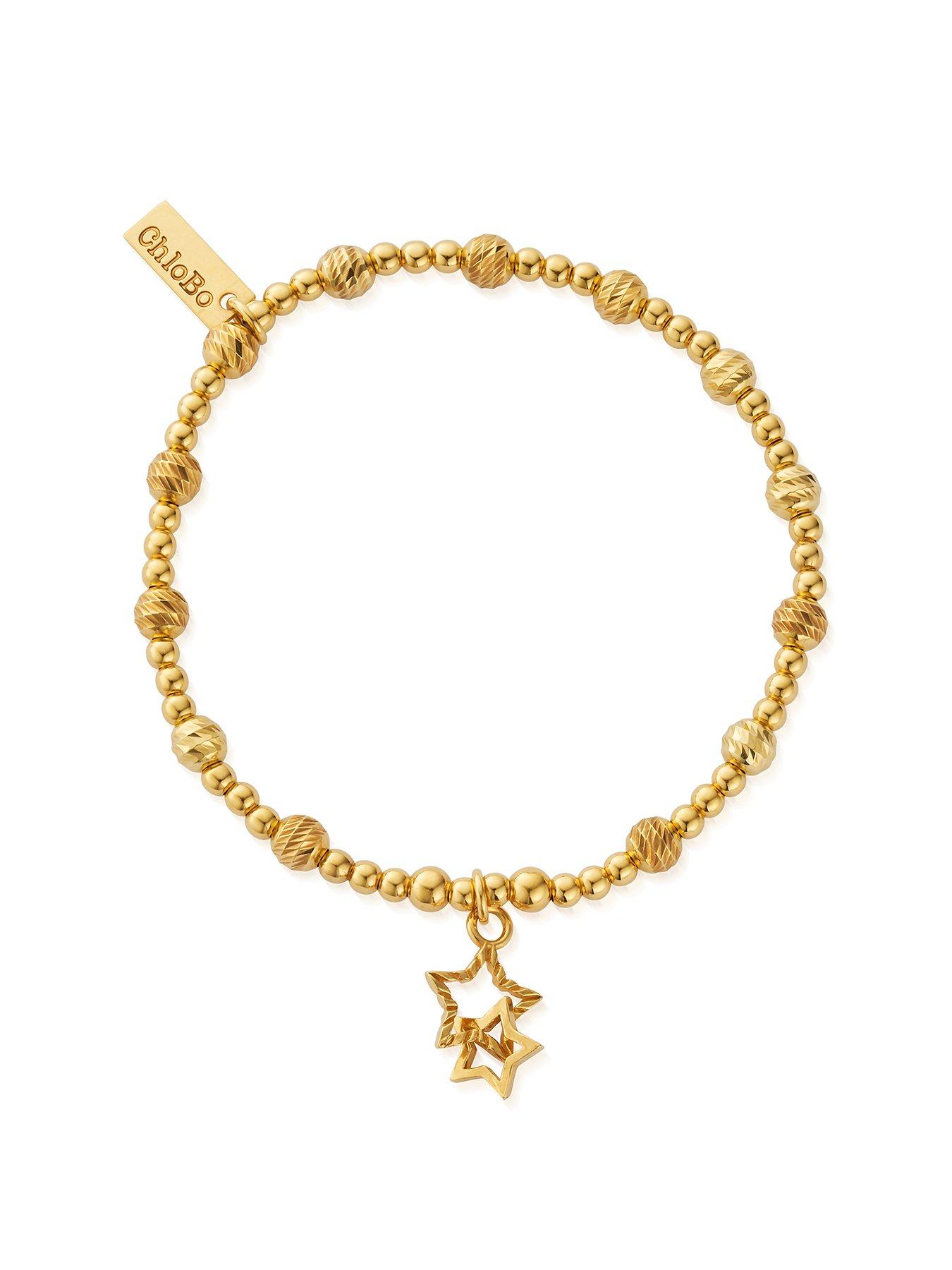 Product photograph of Chlobo Gold Sparkle Interlocking Star Bracelet from very.co.uk