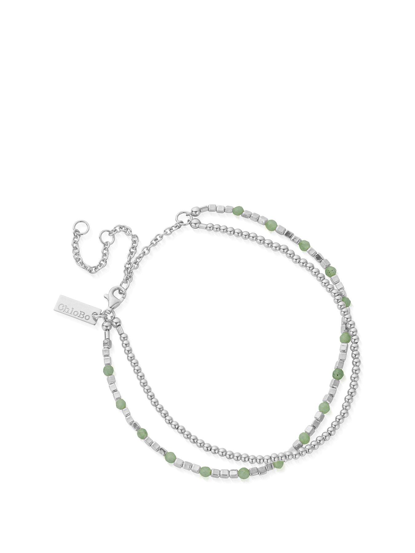 Product photograph of Chlobo Mini Cute And Aventurine Anklet from very.co.uk
