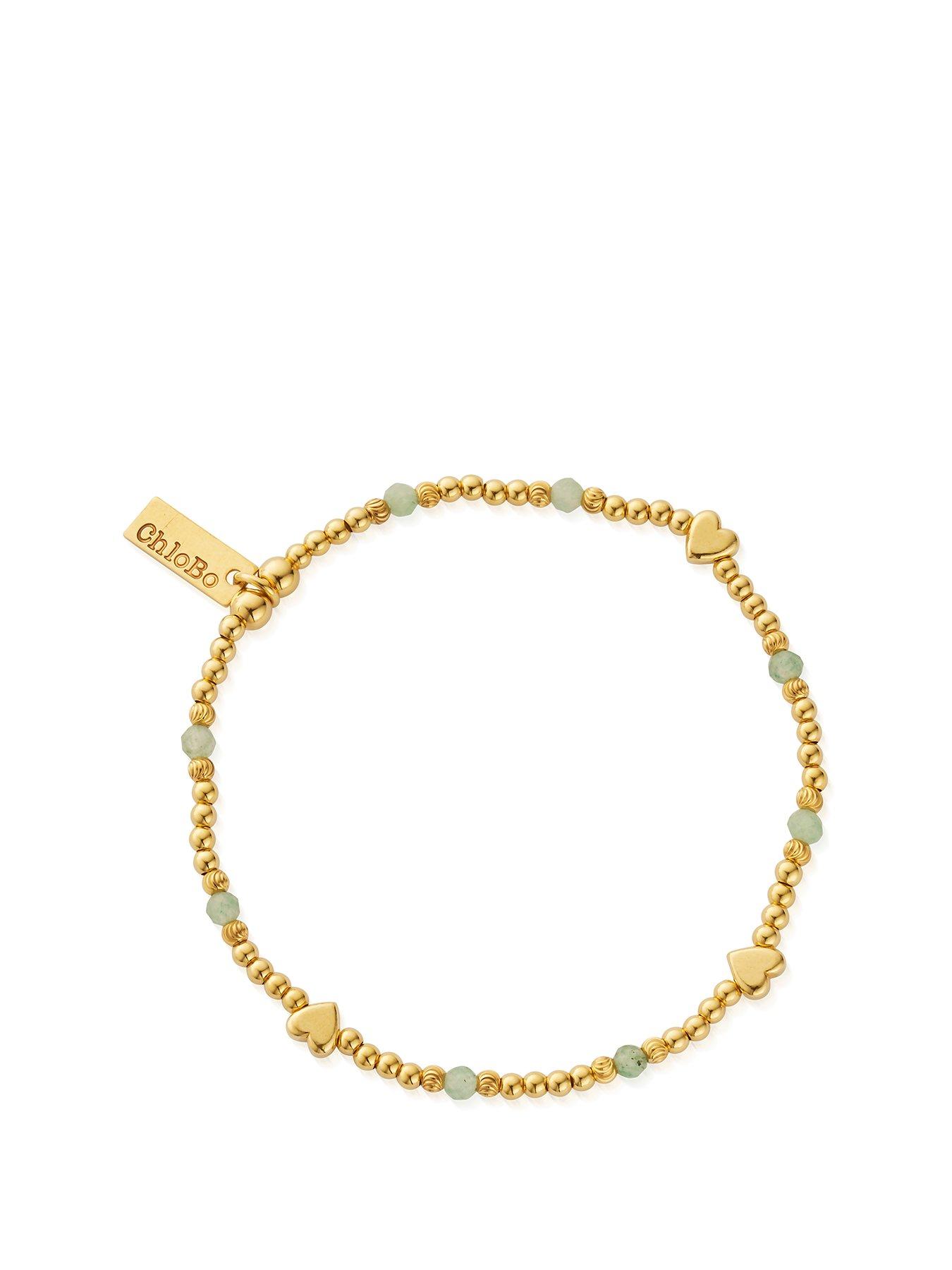 Product photograph of Chlobo Gold New Love Aventurine Bracelet from very.co.uk