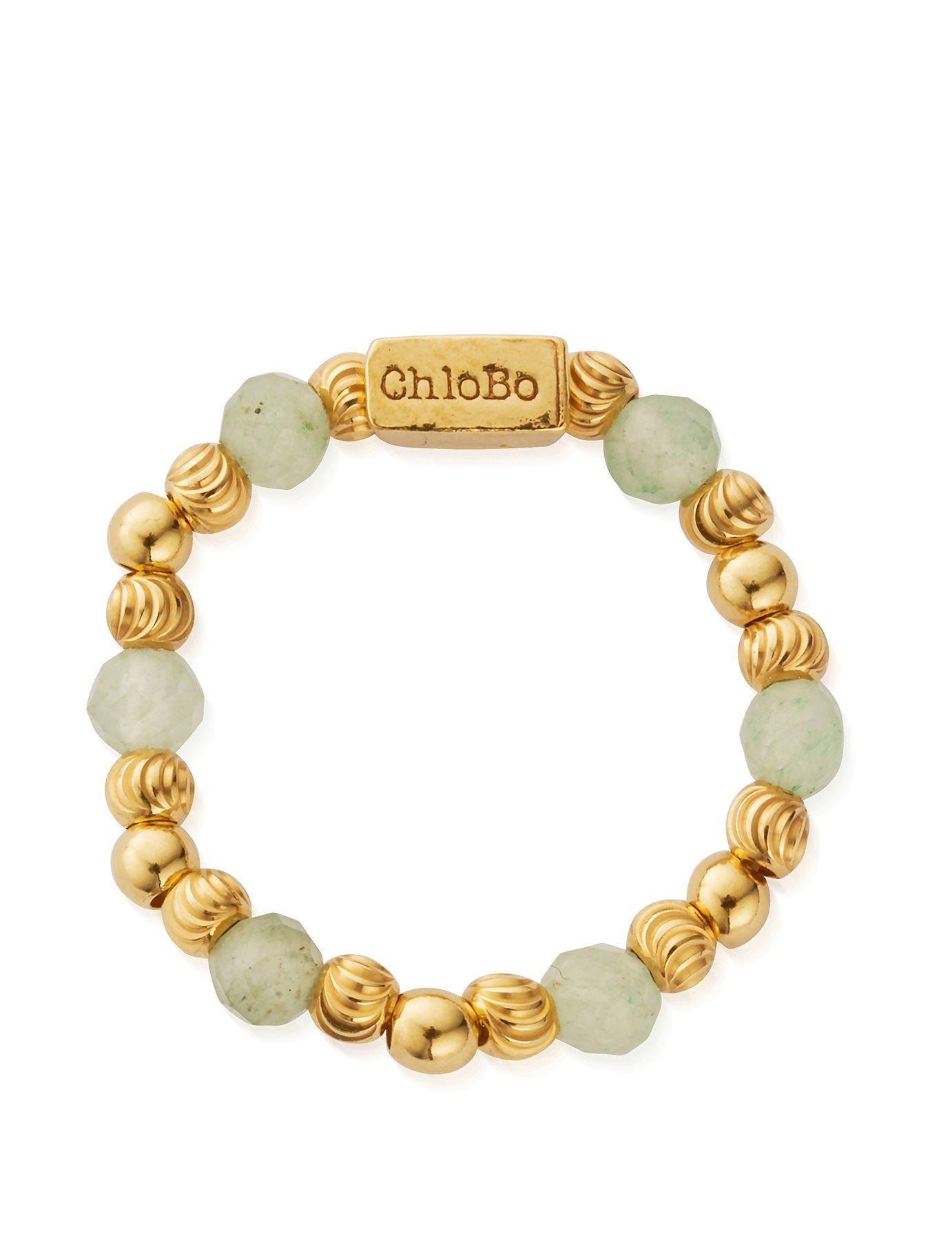 Product photograph of Chlobo Gold Happiness Aventurine Ring Medium from very.co.uk