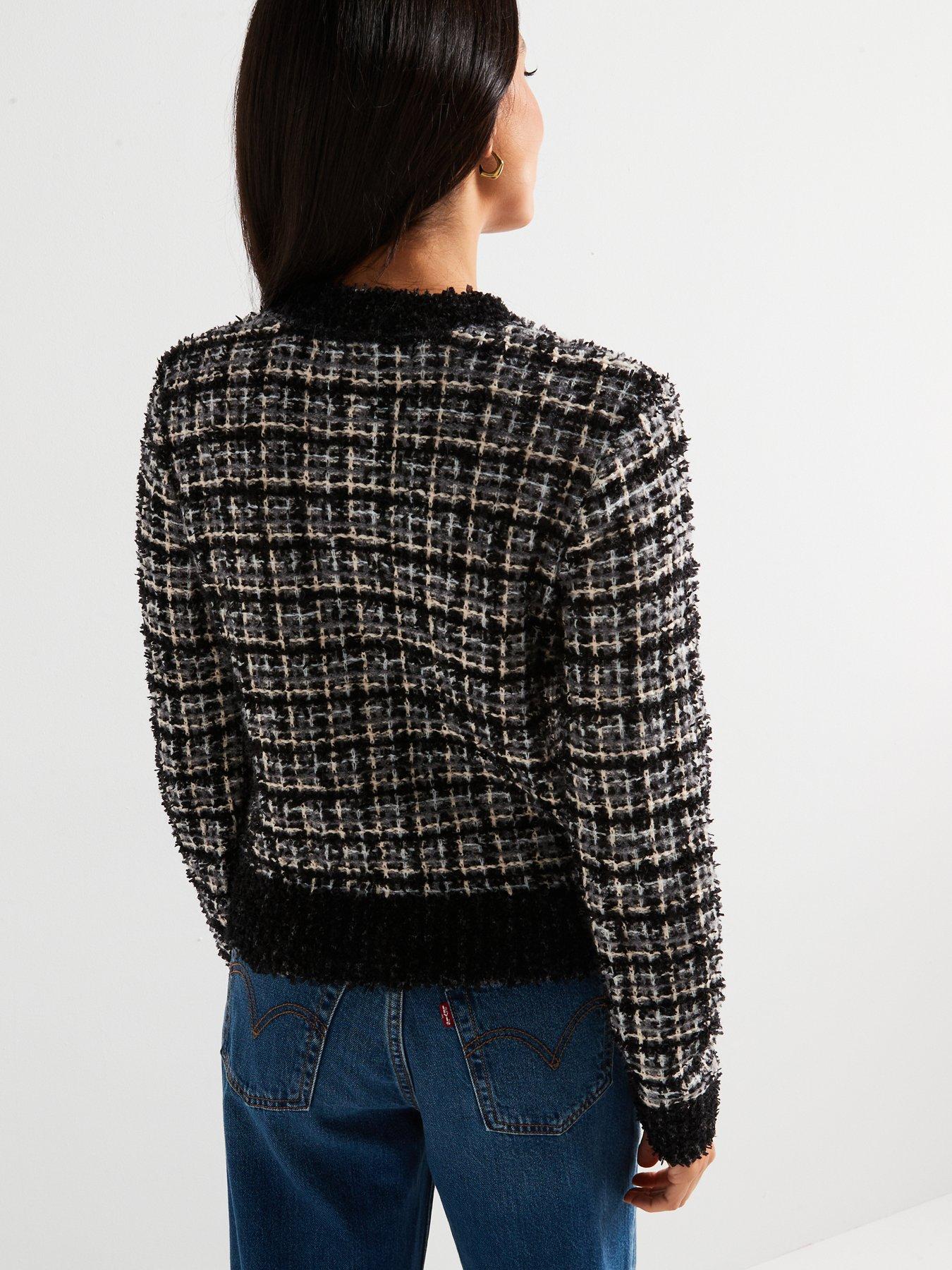 Image 2 of 6 of V by Very Round Neck Textured Trophy Jacket with Wool - Black