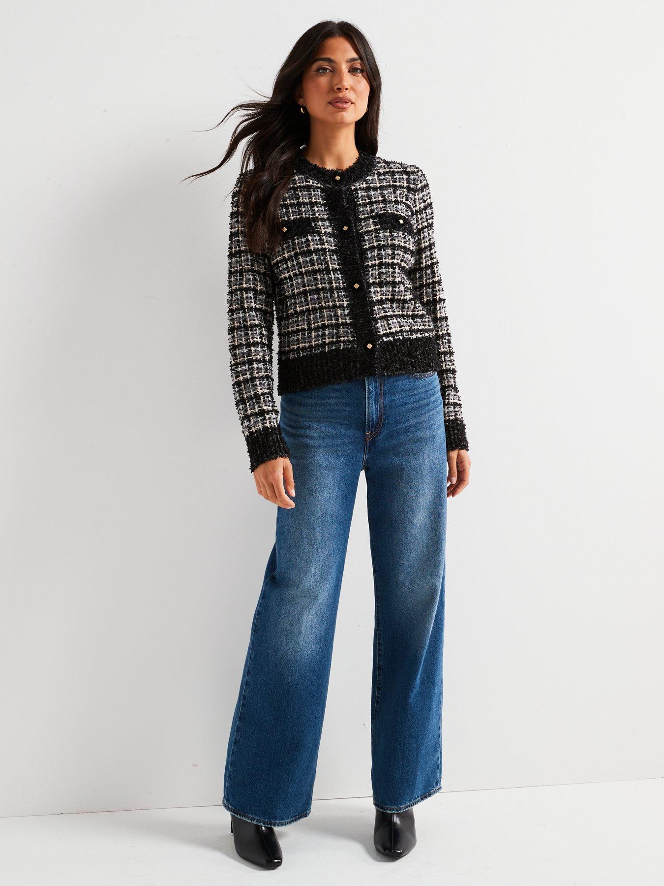 Image 3 of 6 of V by Very Round Neck Textured Trophy Jacket with Wool - Black