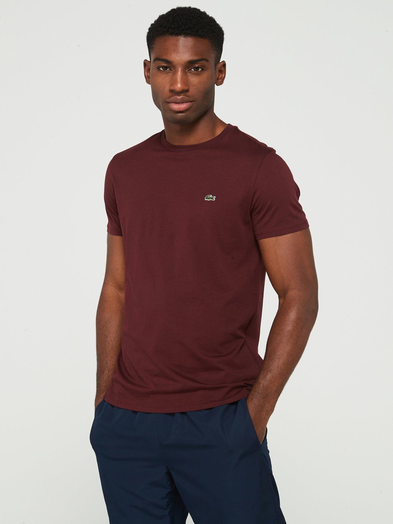 Lacoste Regular Fit Pima Cotton Crew Neck T-shirt - Dark Red, Dark Red, Size M, Men