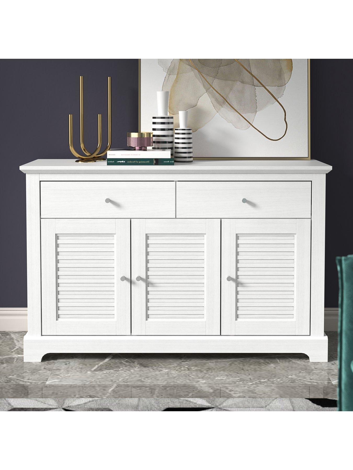 undefined Salcombe Large 3 Door, 2 Drawer Sideboard - White