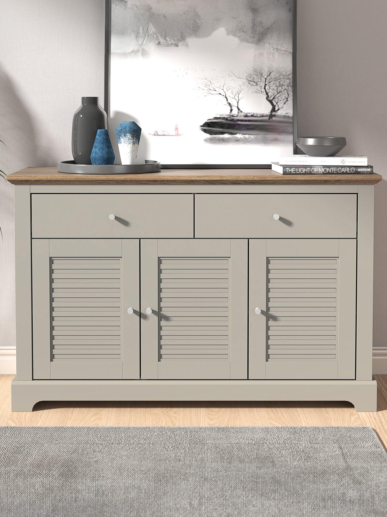 Product photograph of Gfw Salcombe Large 3 Door 2 Drawer Sideboard - Grey from very.co.uk