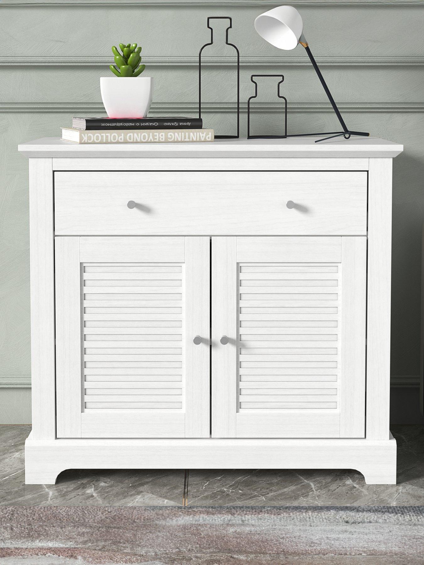 Product photograph of Gfw Salcombe 2 Door 1 Drawer Compact Sideboard - White from very.co.uk