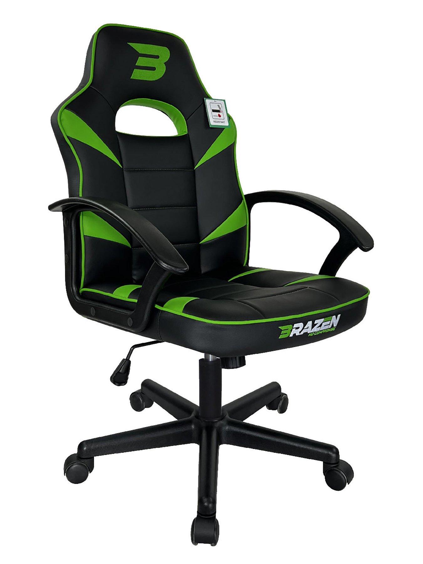Product photograph of Brazen Valor Mid Back Pc Gaming Chair - Green from very.co.uk