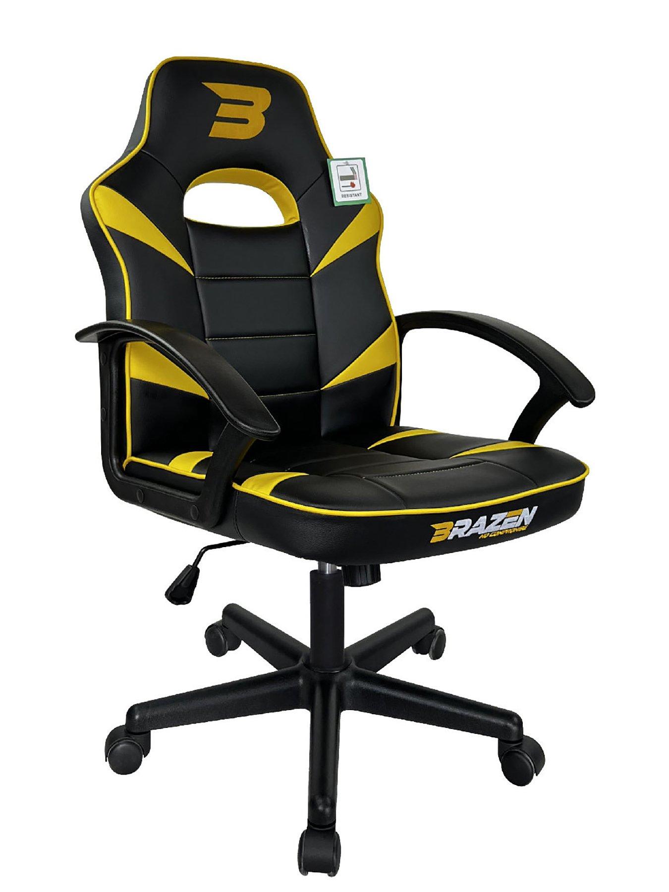 Product photograph of Brazen Valor Mid Back Pc Gaming Chair - Yellow from very.co.uk