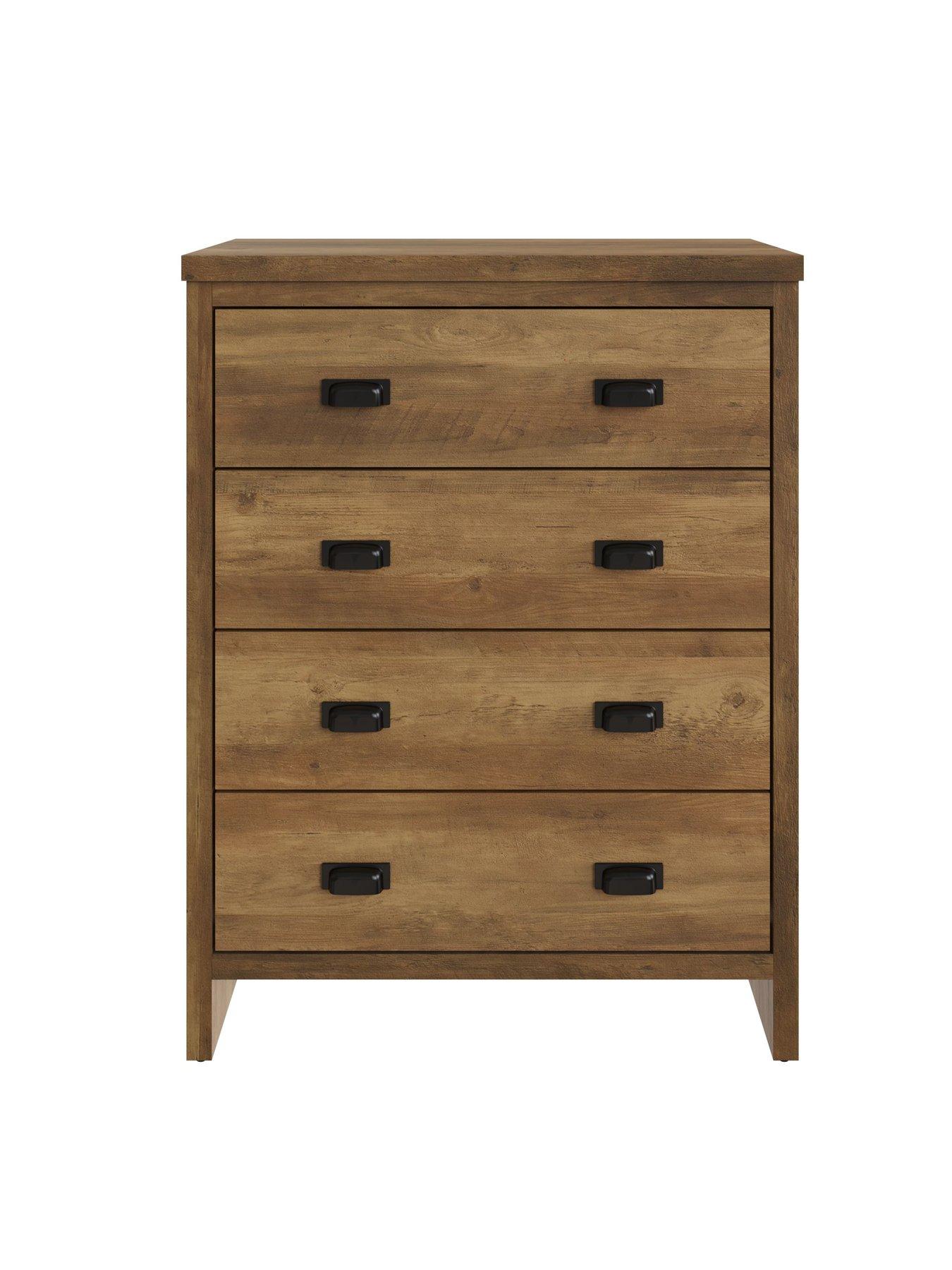 Image 4 of 5 of GFW Boston 4&nbsp;Piece Package - 3&nbsp;Door Wardrobe + 4 Drawer Chest + Pair of&nbsp;Bedside Chests- Oak