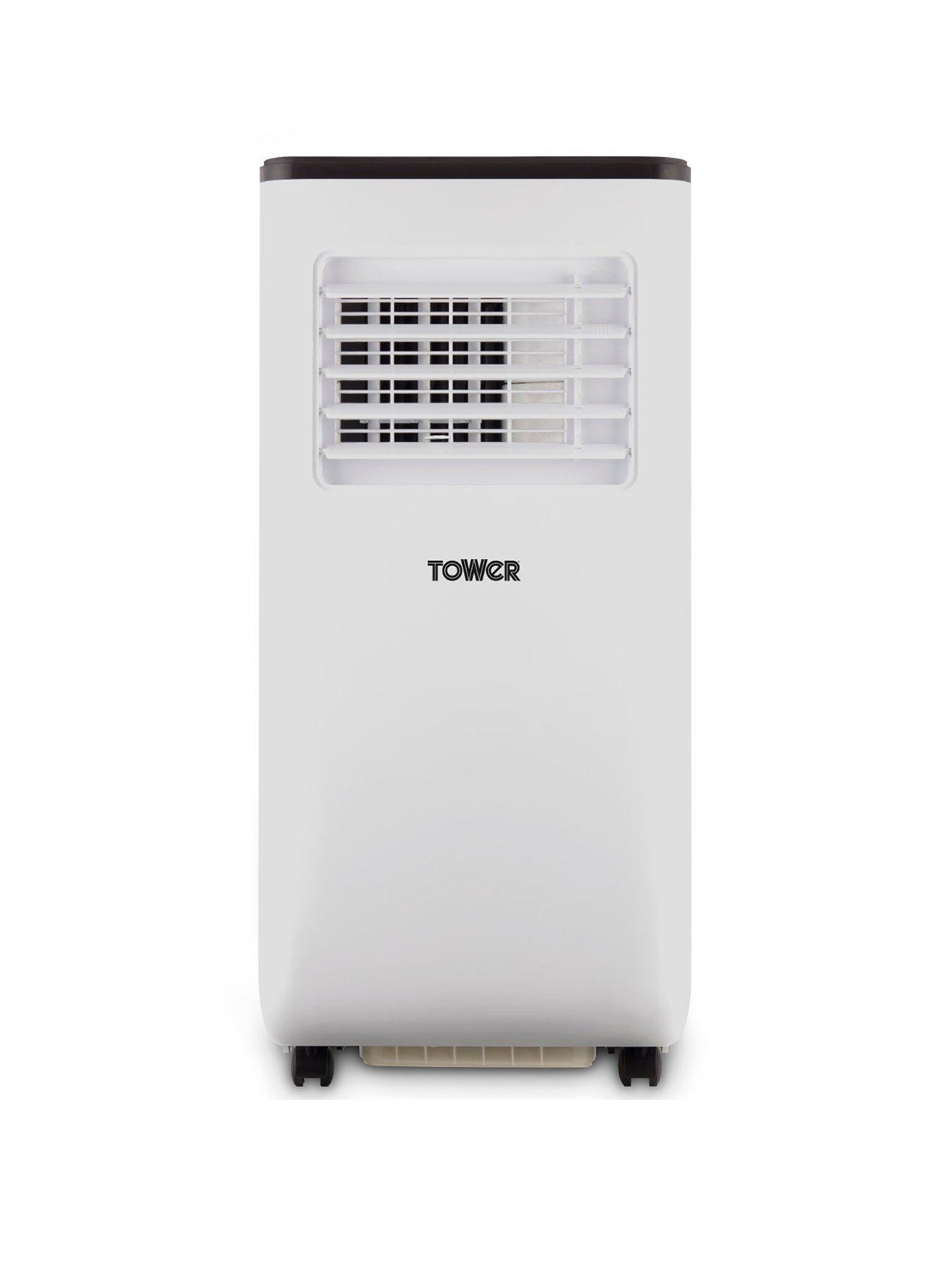 undefined T668013 3-in-1 Portable 5000 BTU Air Conditioner, Dehumidifier, Cooling Fan, LED Display, 2 Speed Settings, 24 Hour Timer, Remote Control, White