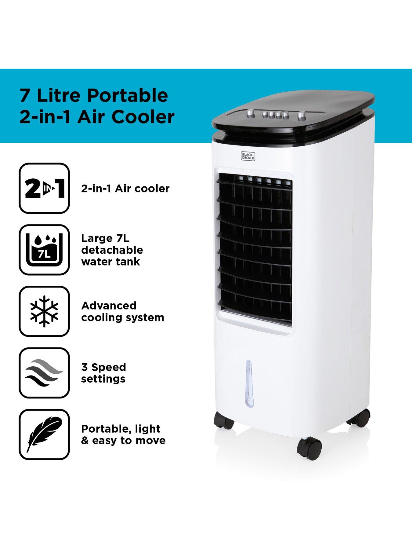 Image 2 of 6 of Black & Decker Portable 2-in-1 Air Cooler with 3 Speeds, Copper Motor Technology, 65W, 7L, White, BXAC65001GB