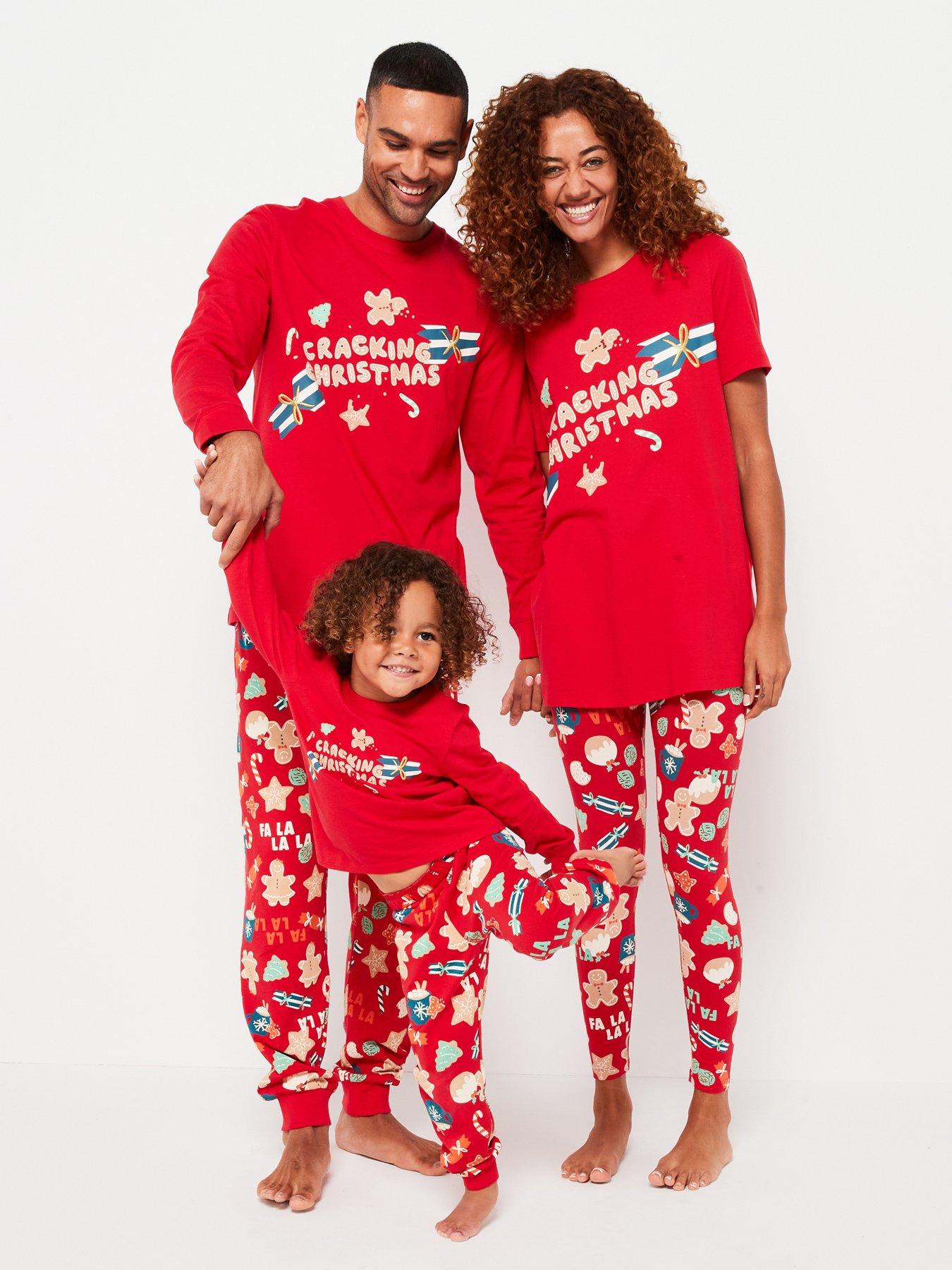 undefined Womens Family Christmas Pj Printed Legging  &  Oversized Tee - Red