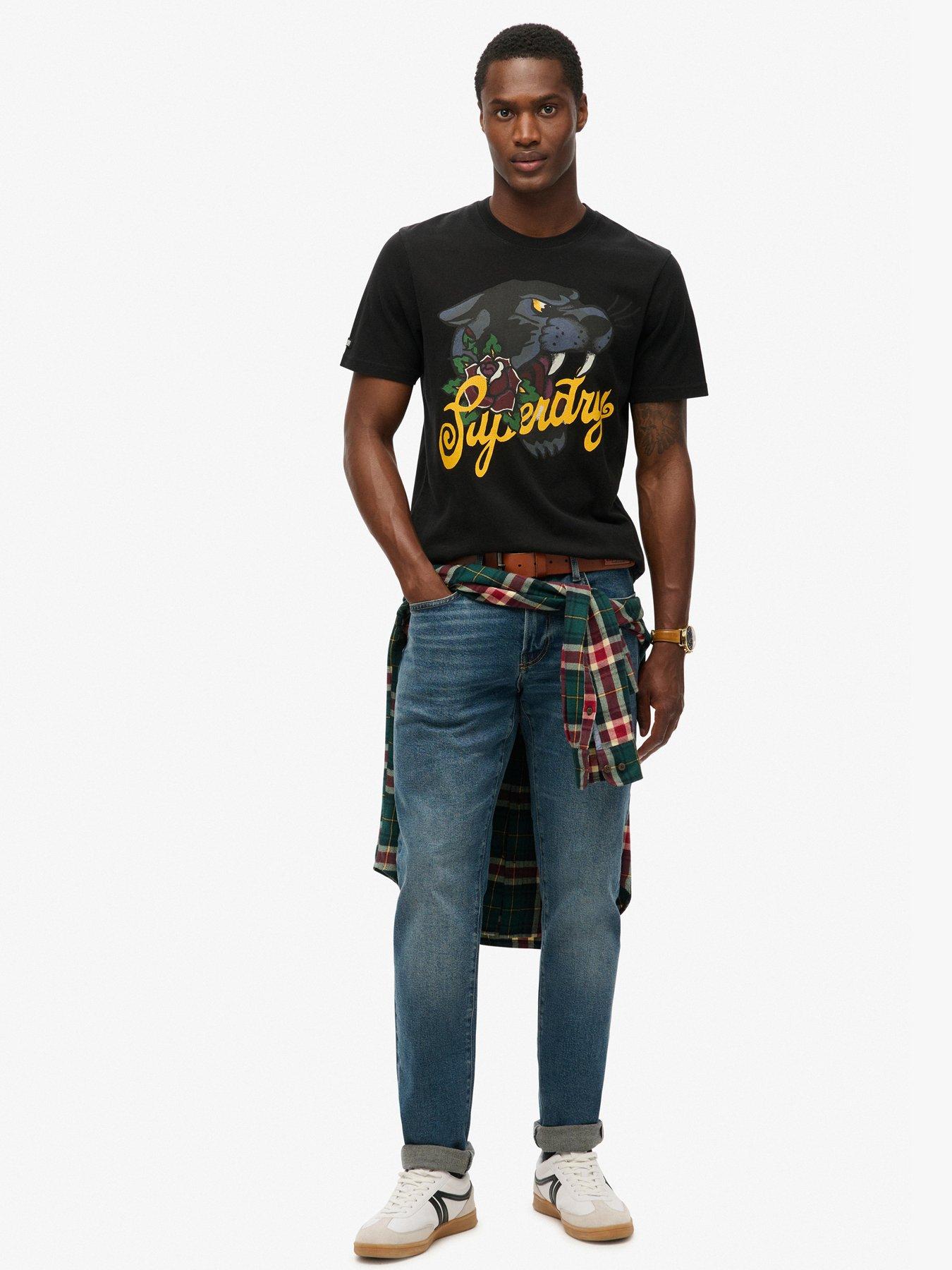 Image 2 of 3 of Superdry Panther Tattoo Script T-Shirt - Black