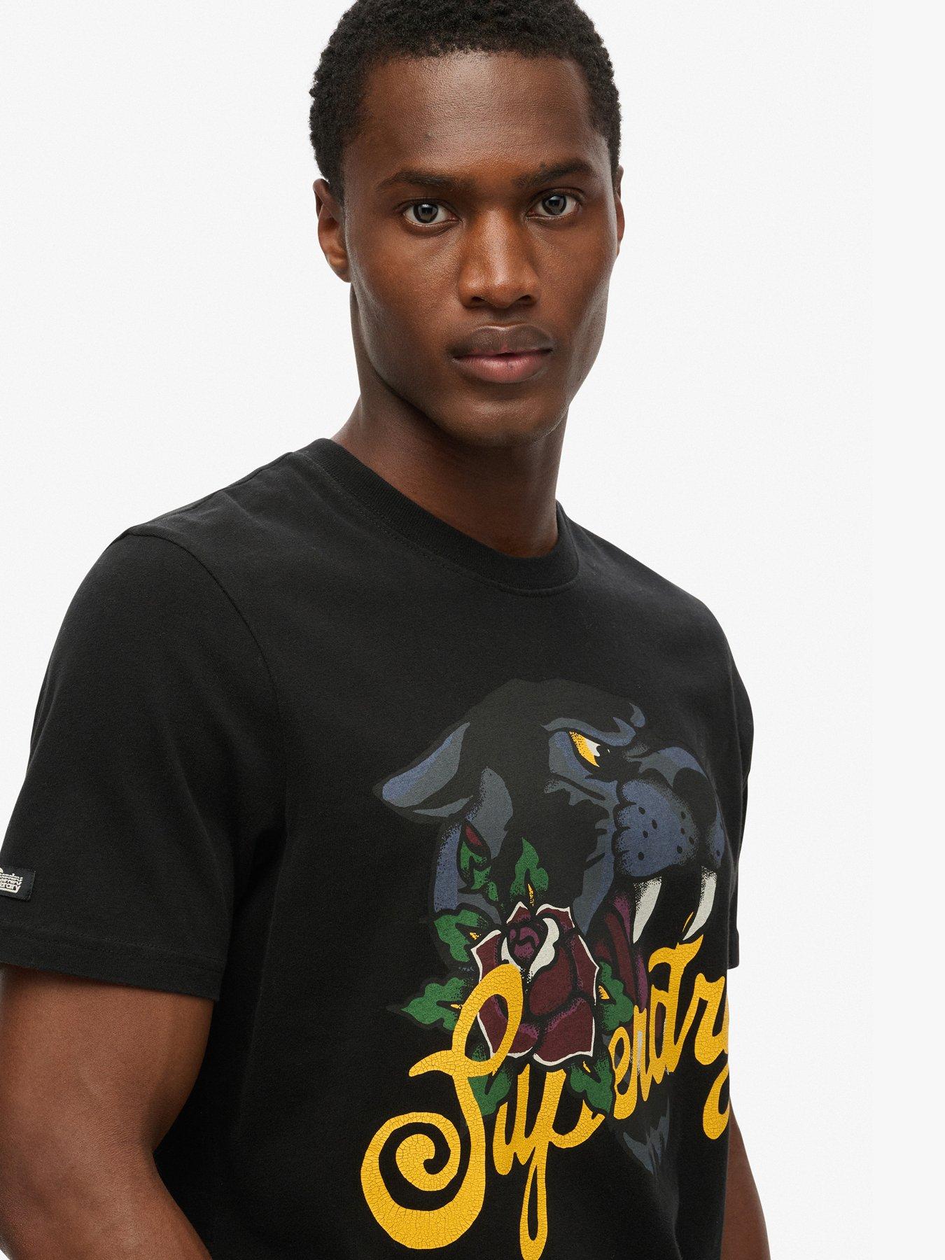Image 3 of 3 of Superdry Panther Tattoo Script T-Shirt - Black