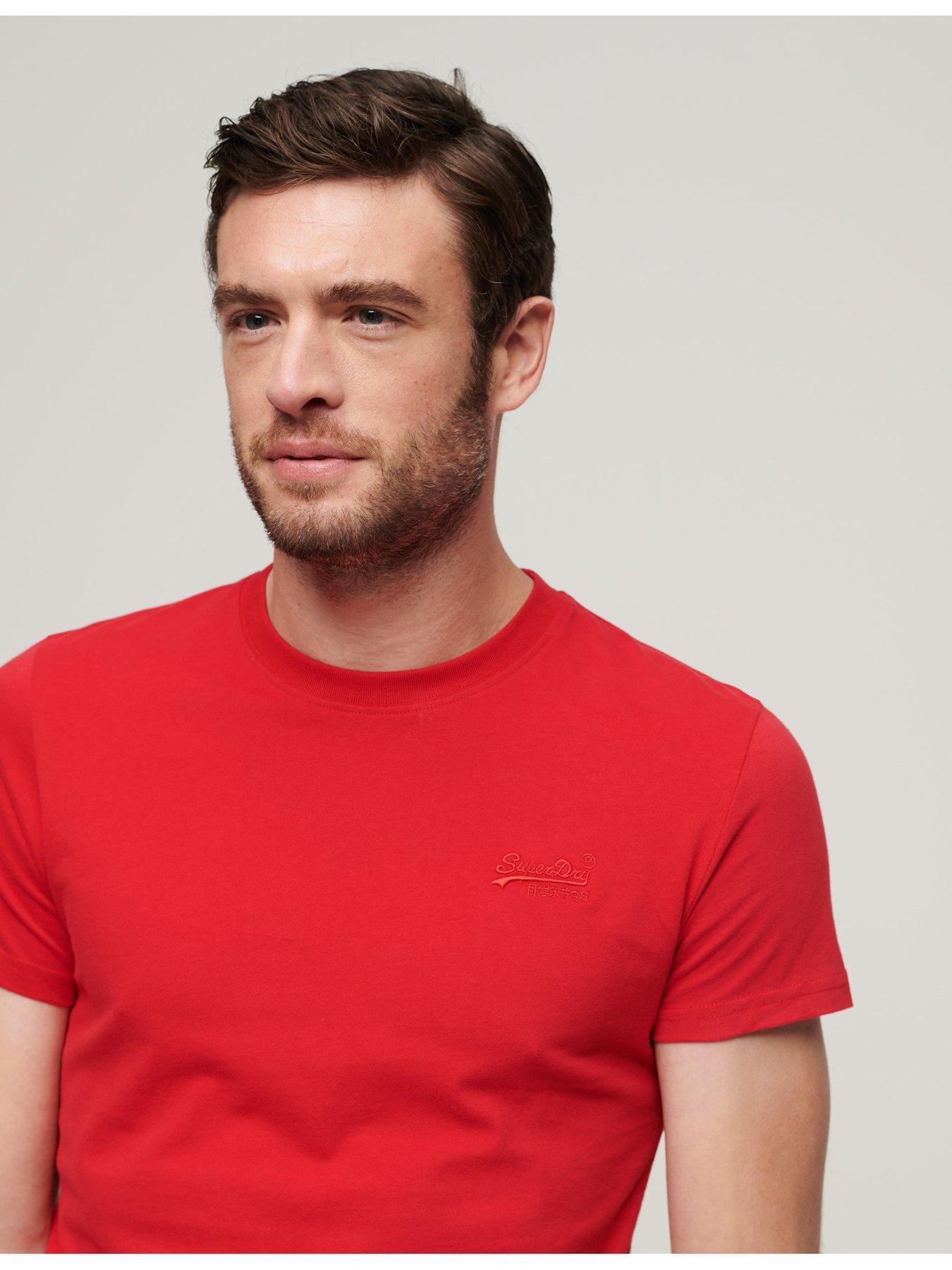 Superdry Essential Logo Embroidered T-Shirt - Red | Very.co.uk