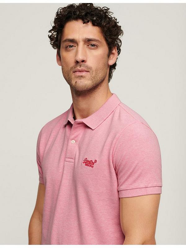 Superdry Classic Pique Regular Fit Polo Shirt - Light Pink | Very.co.uk
