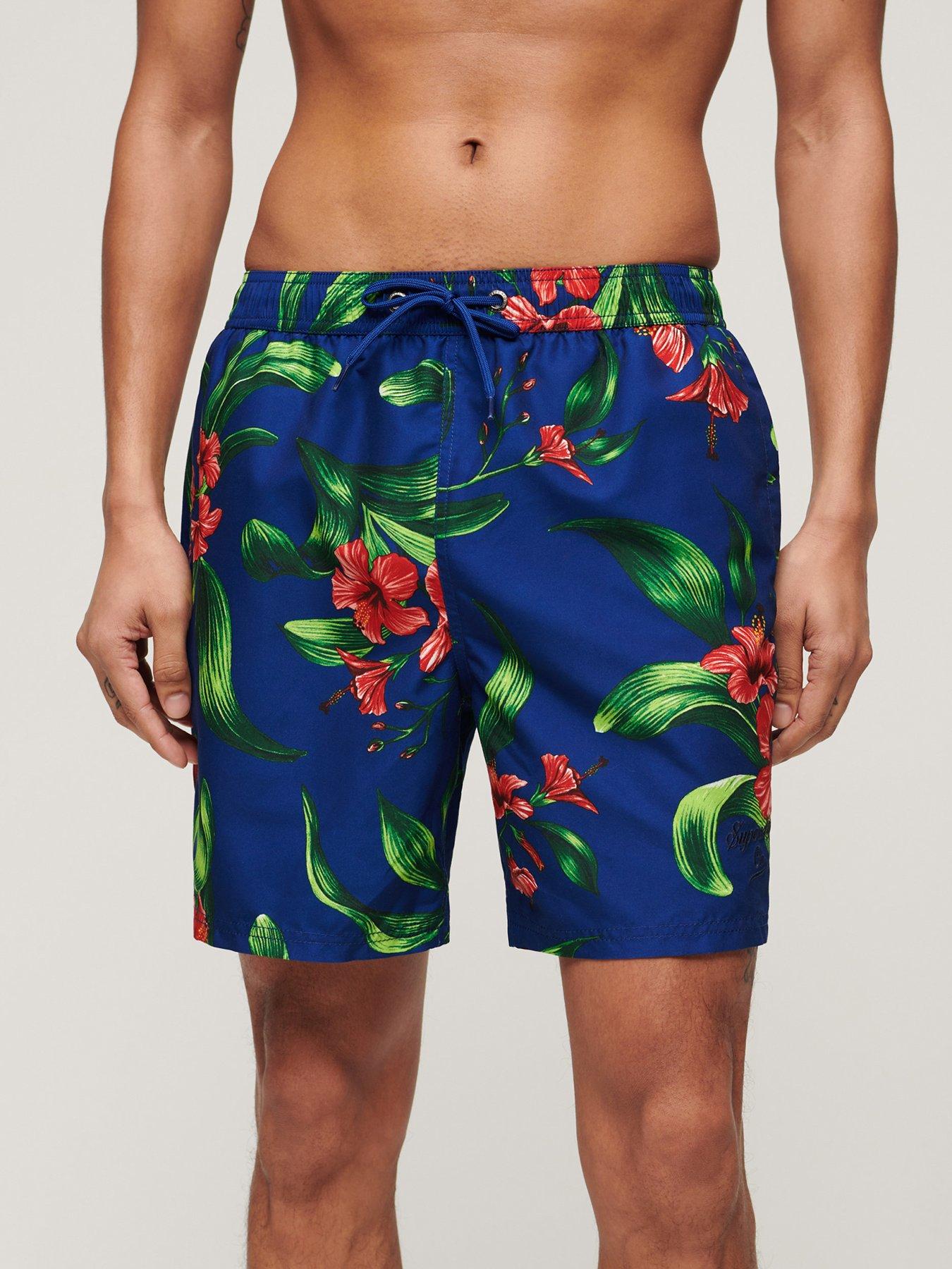 undefined Hawaiian Print 17" Swim Shorts - Blue