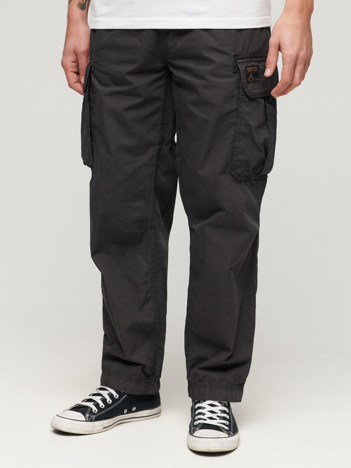 Superdry Baggy Parachute Cargo Trousers Black Very