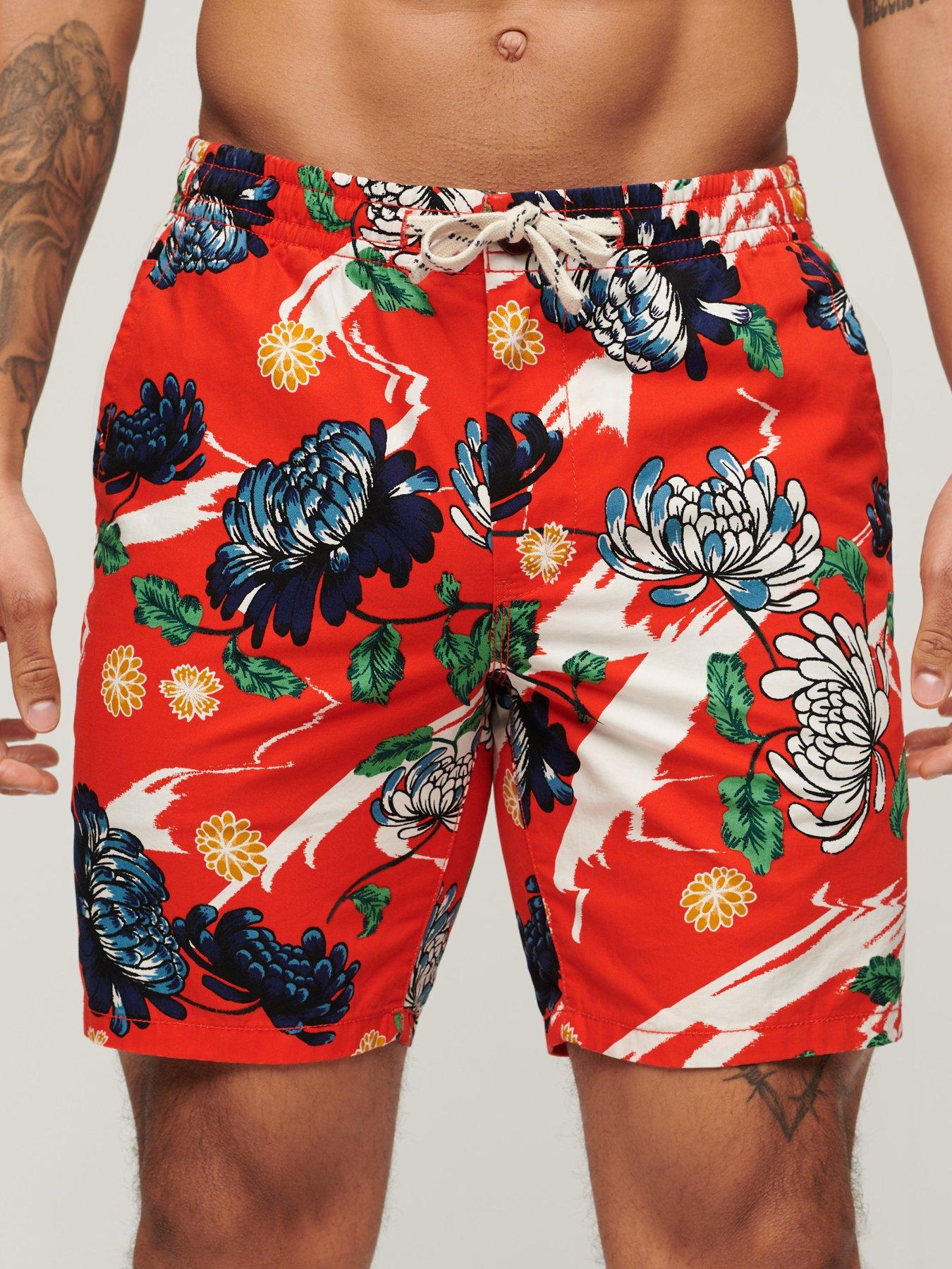 Hawaiian Print Bermuda Shorts Dark Orange