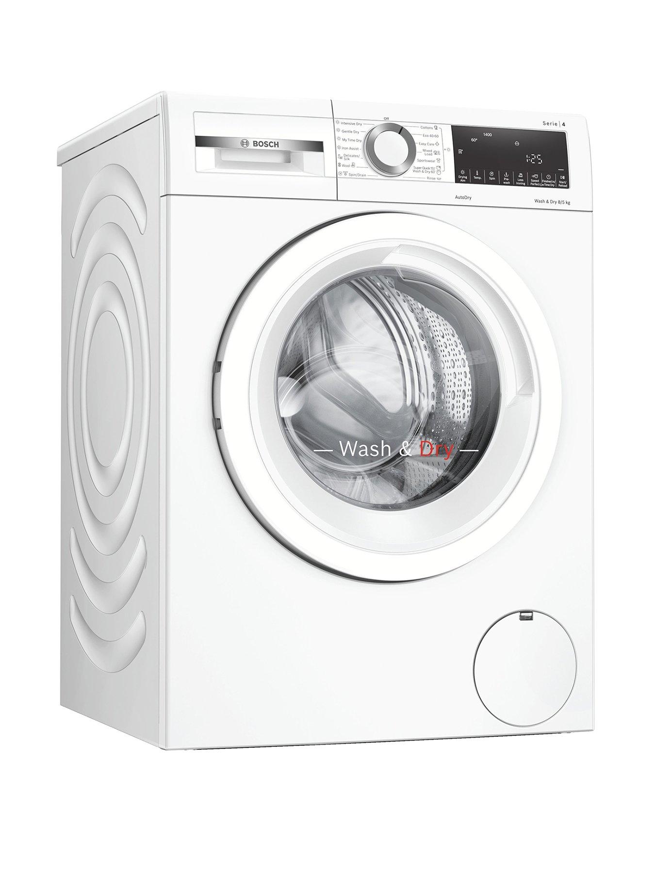 Bosch Series 4 WNA134U8GB 8kg Wash, 5kg Dry, 1400rpm Spin Washer Dryer - Large LED display, SpeedPerfect, Eco Silence Drive, Wash and dry 60 mins, Iron Assist, Reload - White