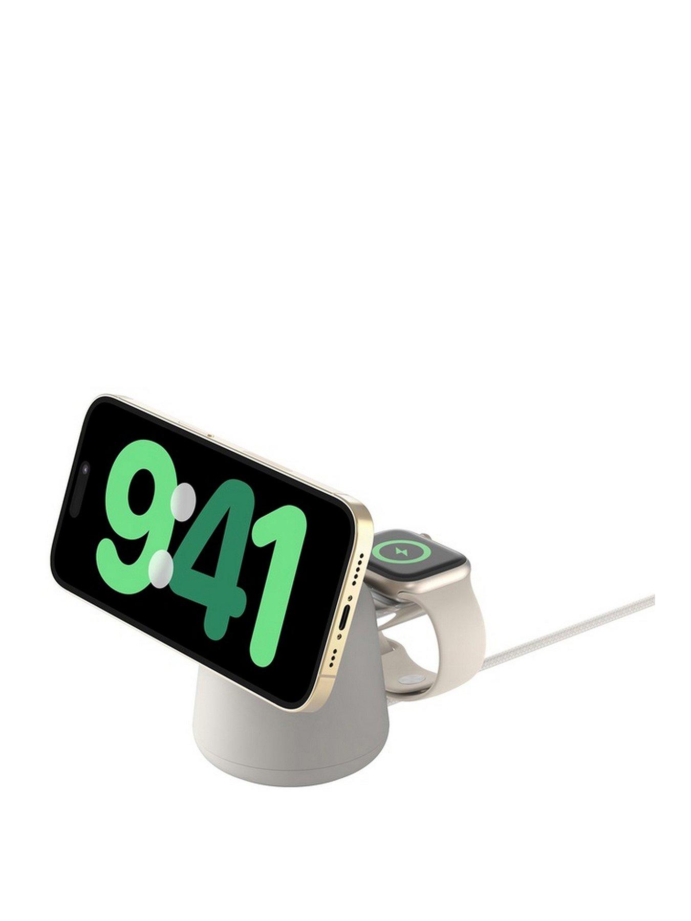 Image 1 of 6 of Belkin 2-in-1 Magsafe Wireless Charging Dock - iPhone &amp; Apple Watch, iPhone 15/14/13/12 Series Compatible - Sand