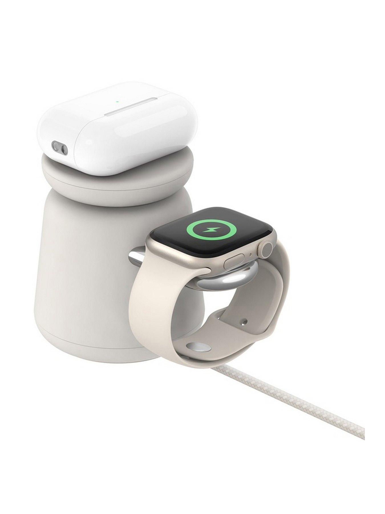 Image 2 of 6 of Belkin 2-in-1 Magsafe Wireless Charging Dock - iPhone &amp; Apple Watch, iPhone 15/14/13/12 Series Compatible - Sand