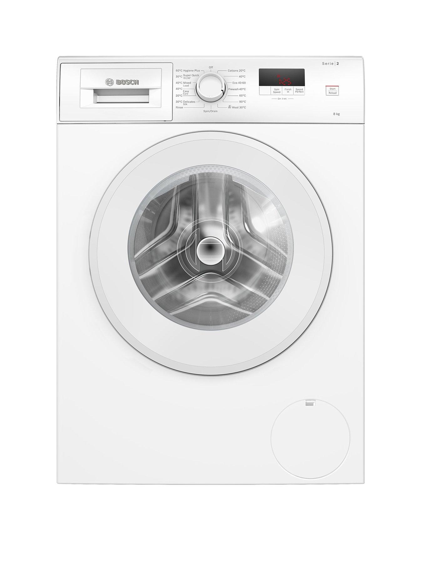 Bosch Series 2 WGE03408GB 8kg Load, 1400 rpm Spin Freestanding Washing Machine - SpeedPerfect, Eco Silence Drive, Small LED display - White