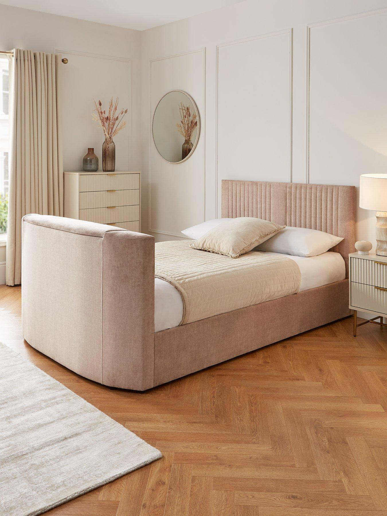 Image 1 of 7 of Very Home Prent TV Bed with Voice Control and Mattress Options (Buy &amp; SAVE!) - Natural