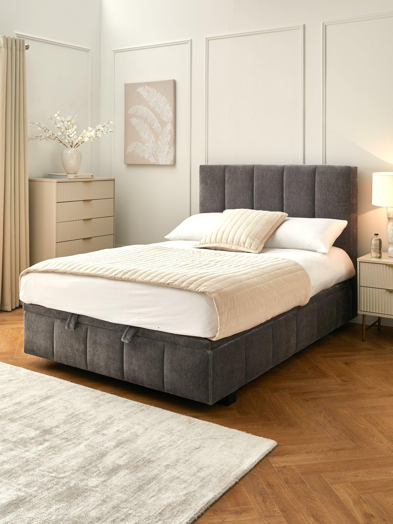 Image 1 of 6 of Very Home Remy End Lift Up Storage Ottoman Bed with Mattress Options (Buy &amp; SAVE!) - Grey