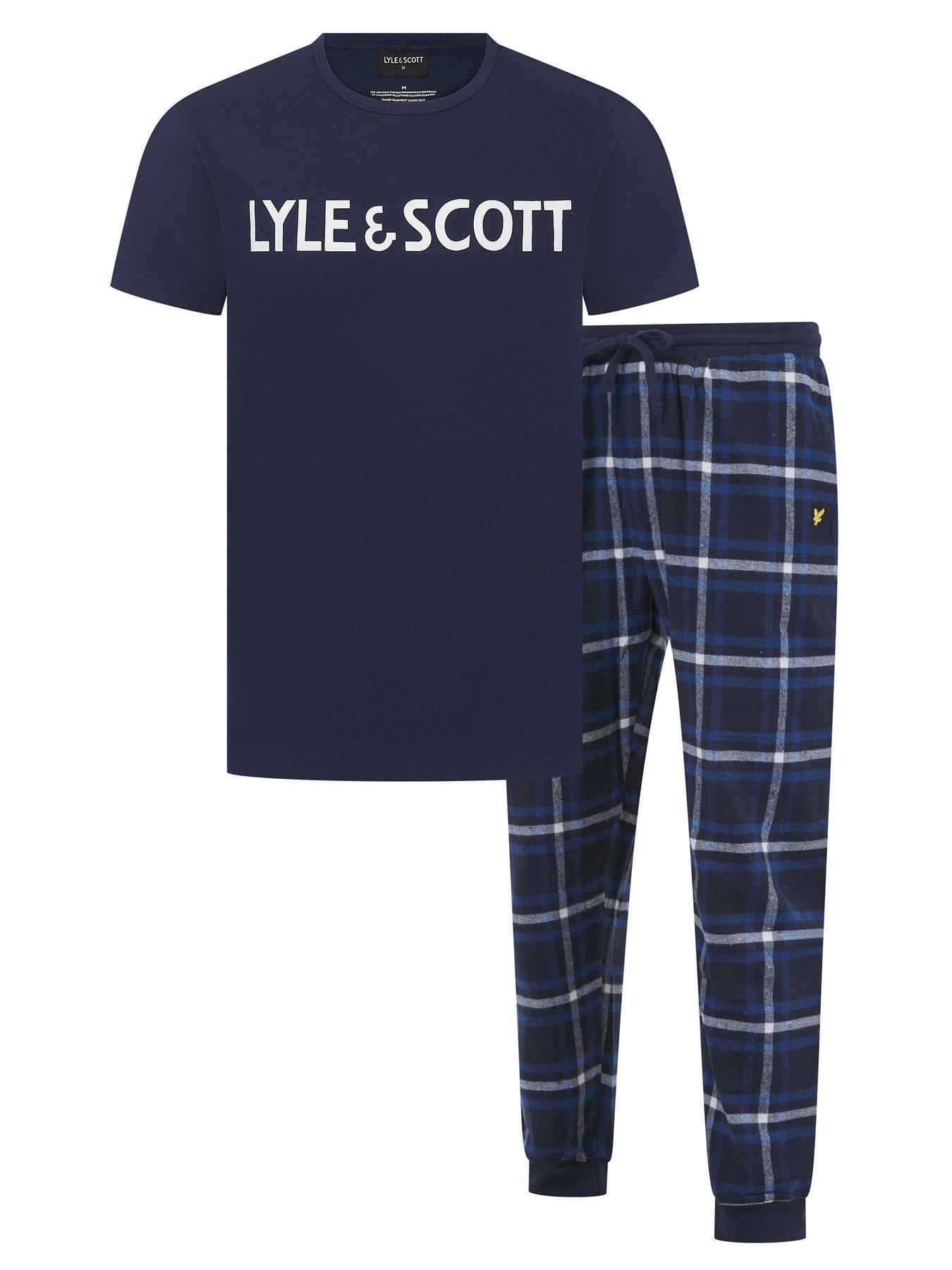 undefined Lyle  &  Scott Kelso Logo T-shirt And Cuffed Bottoms Lounge Set - Navy